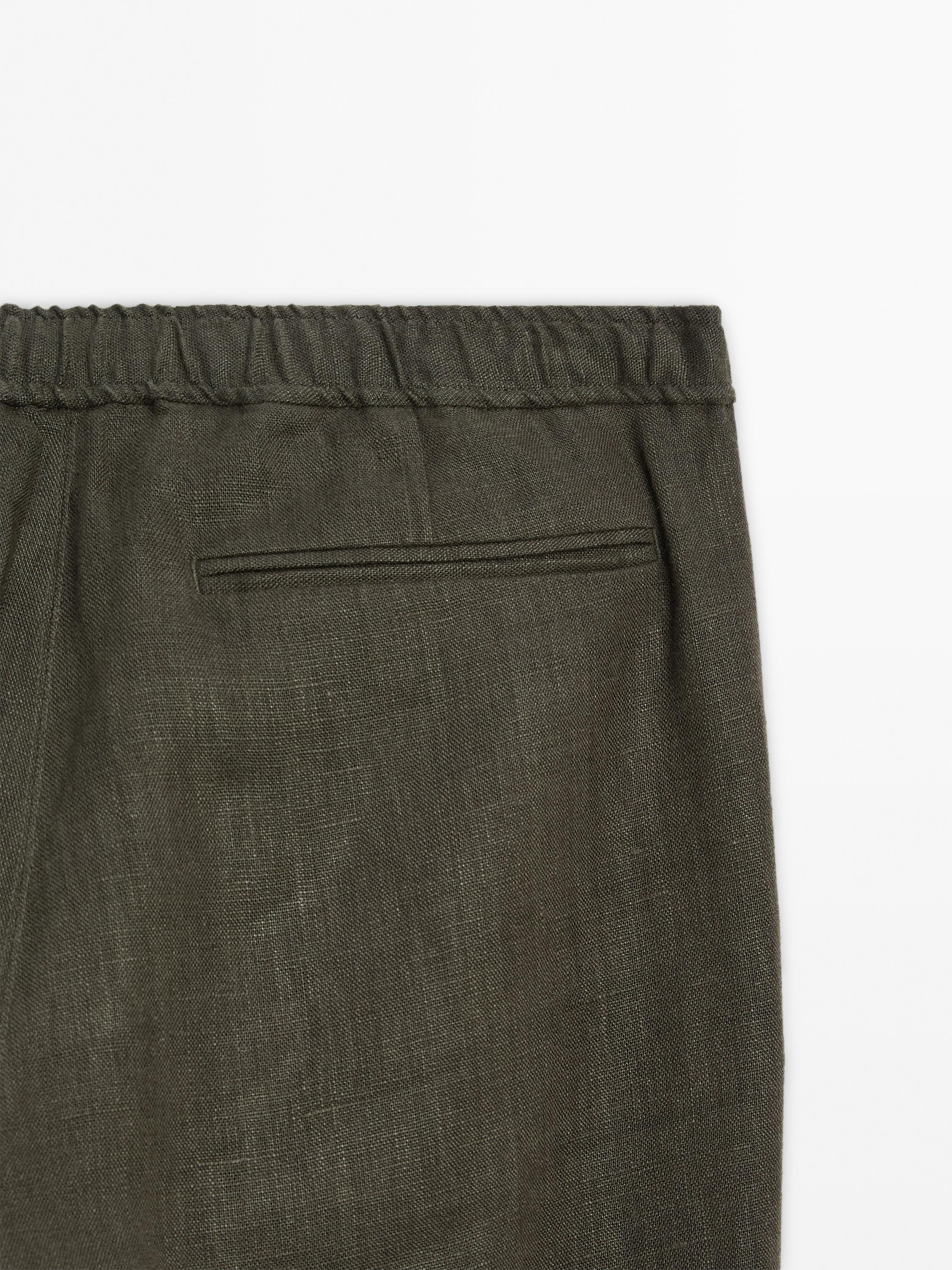 100% linen jogger fit trousers