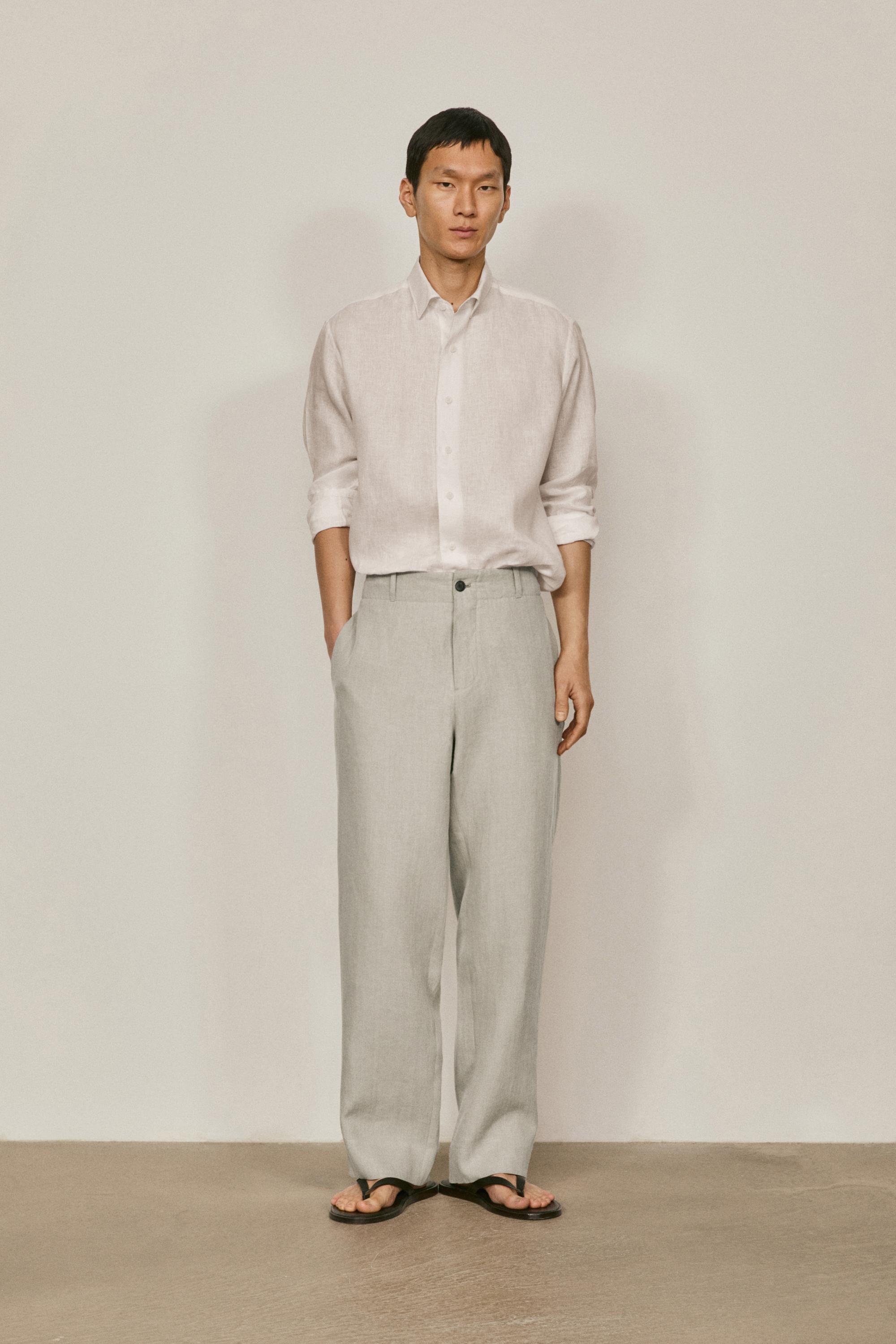 100% linen trousers - Limited Edition — KHAKI