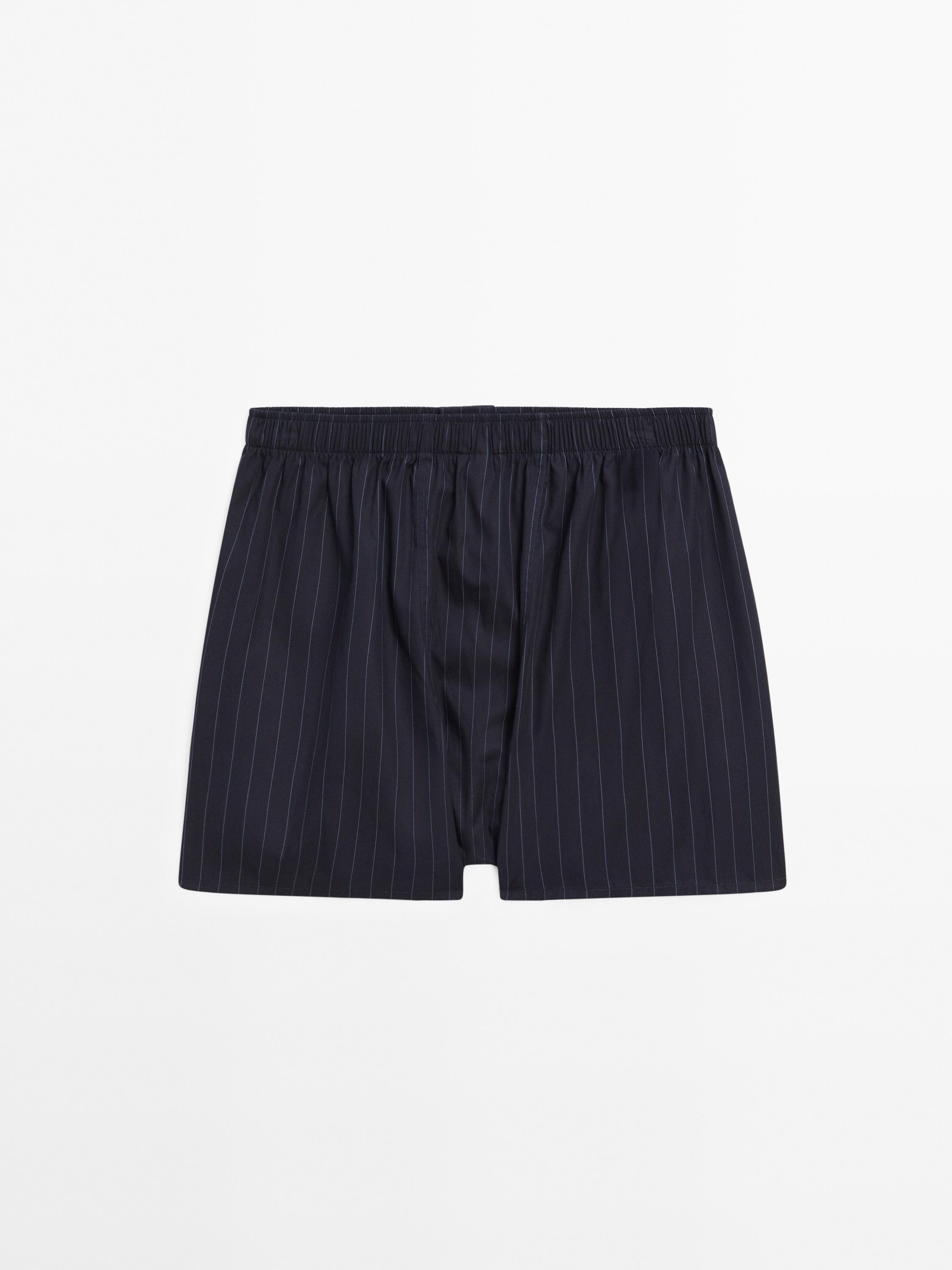 Gestreifter, marineblauer Popelinslip