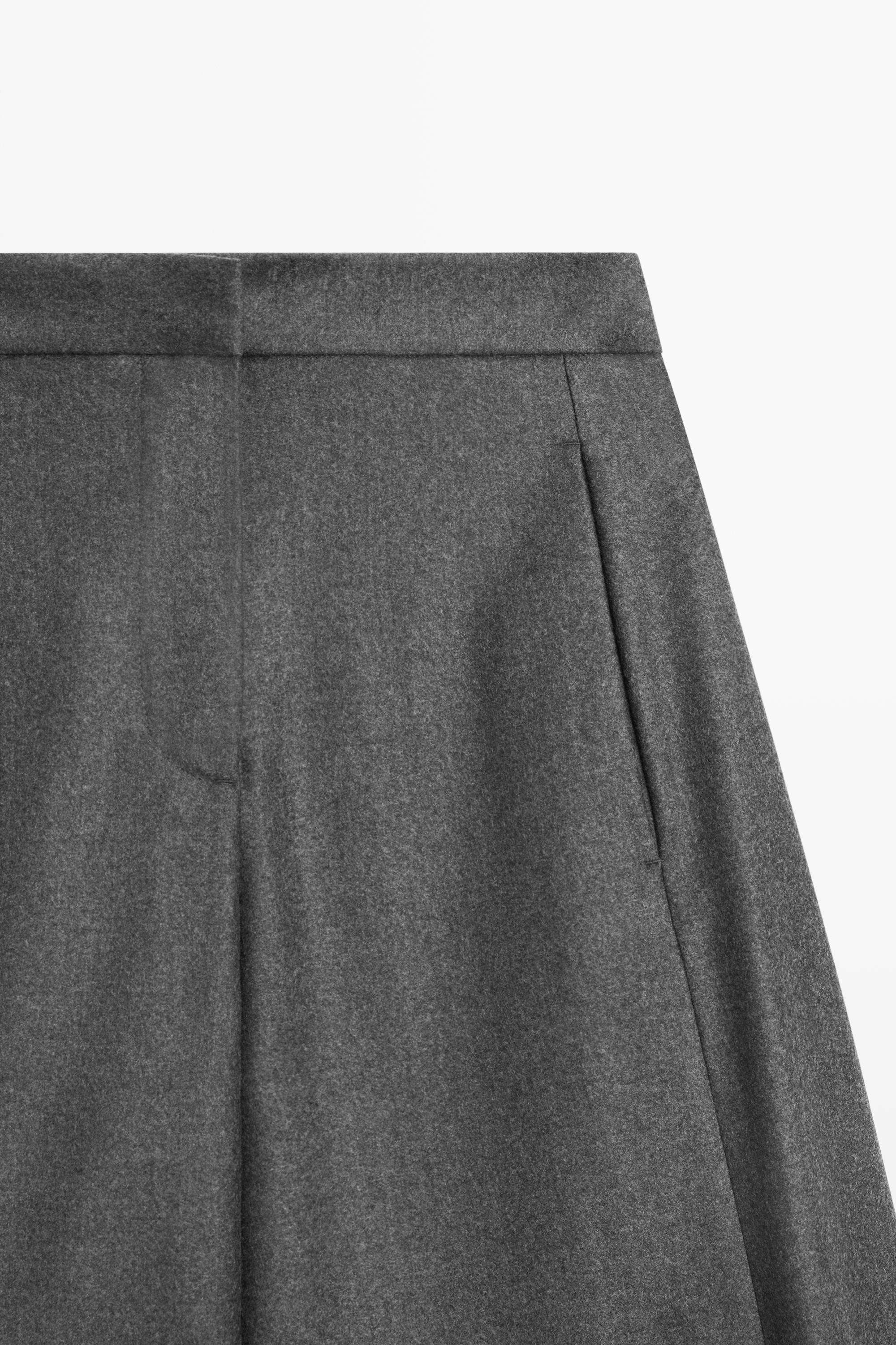 100% wool trousers with hem button detail — DARK GREY