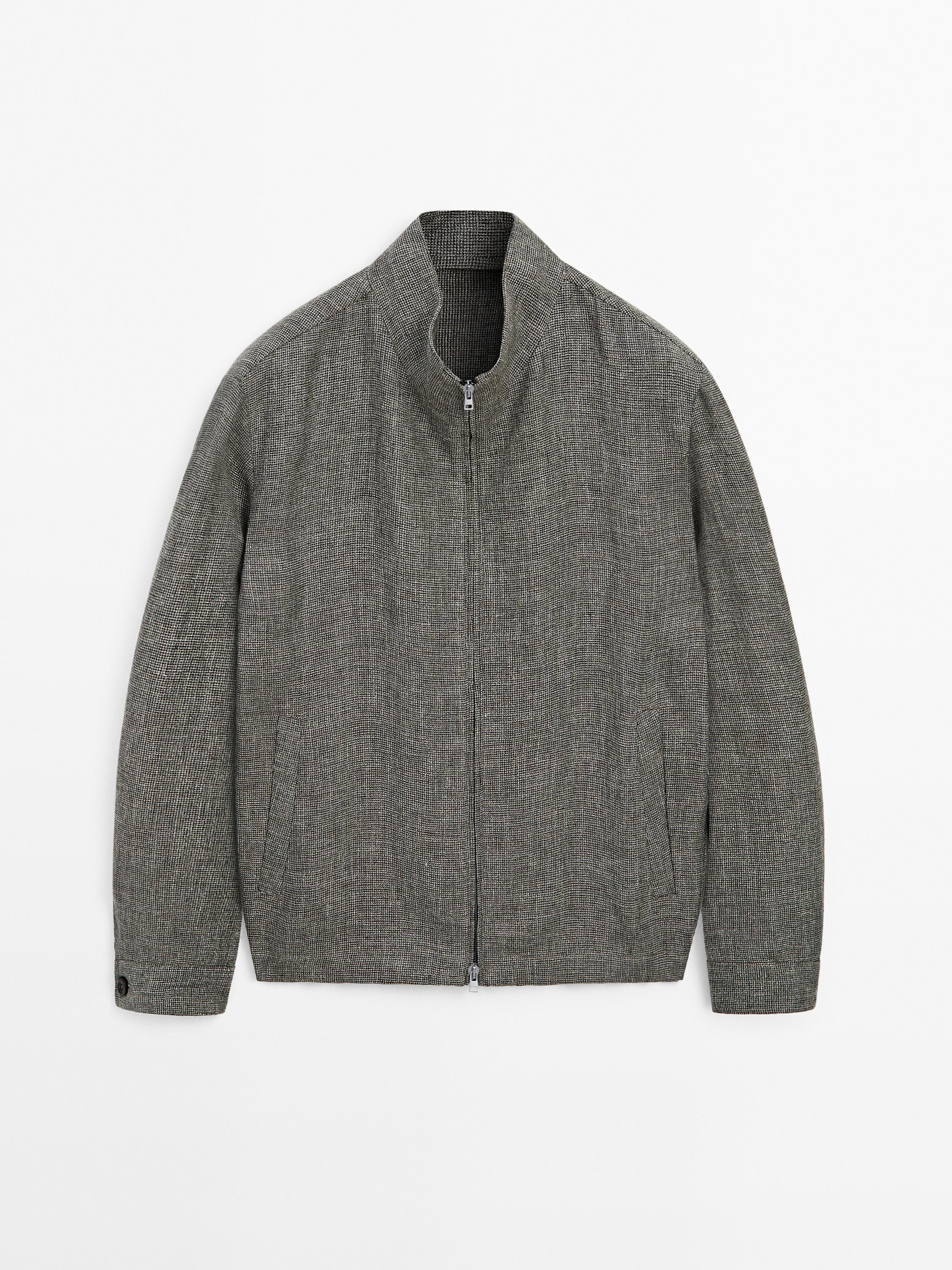 Blouson texturé délavé en lin mélangé