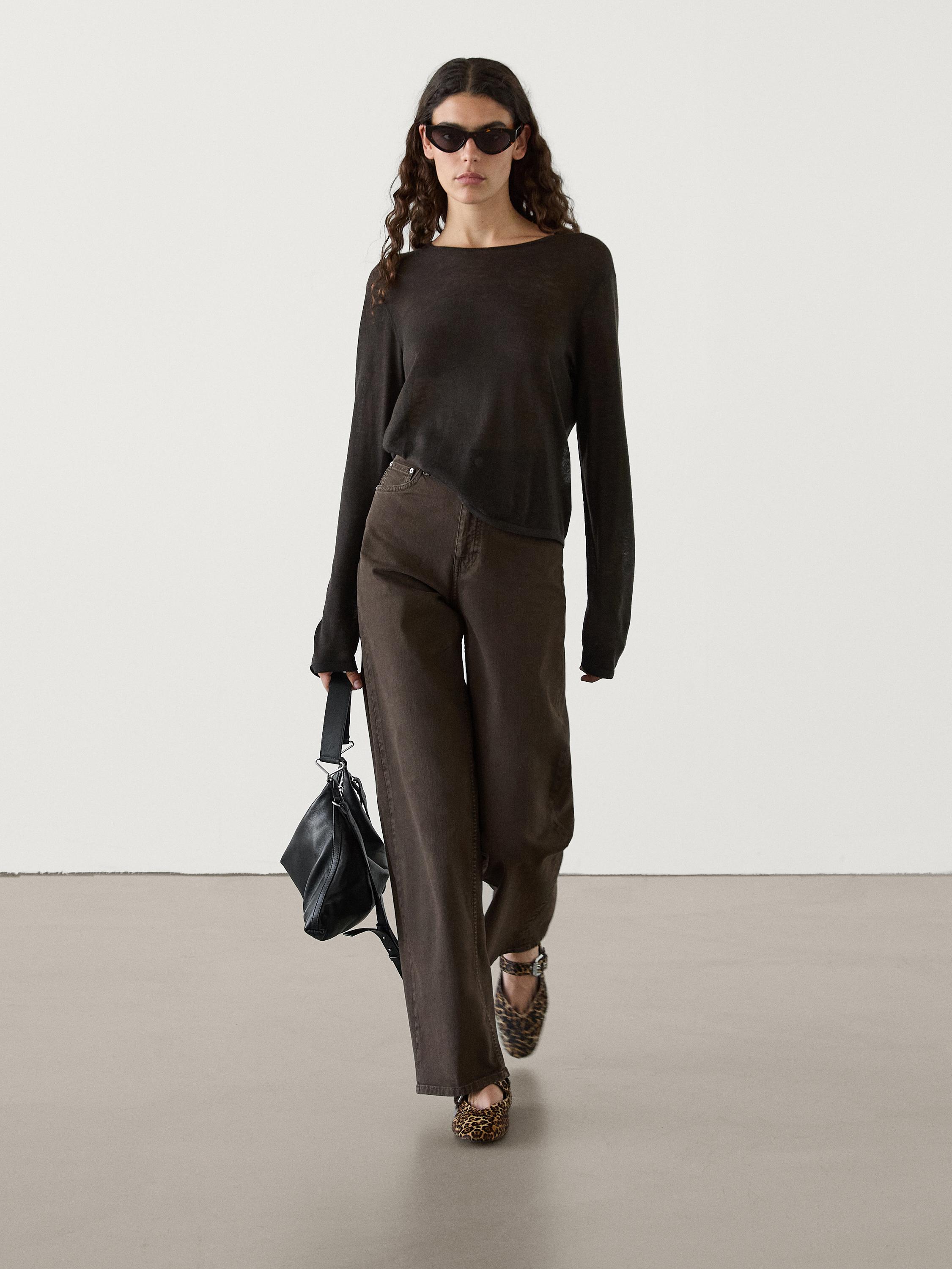 Wide Leg Zara Pantalon Pana Mujer Massimo Dutti Mid-rise Straight