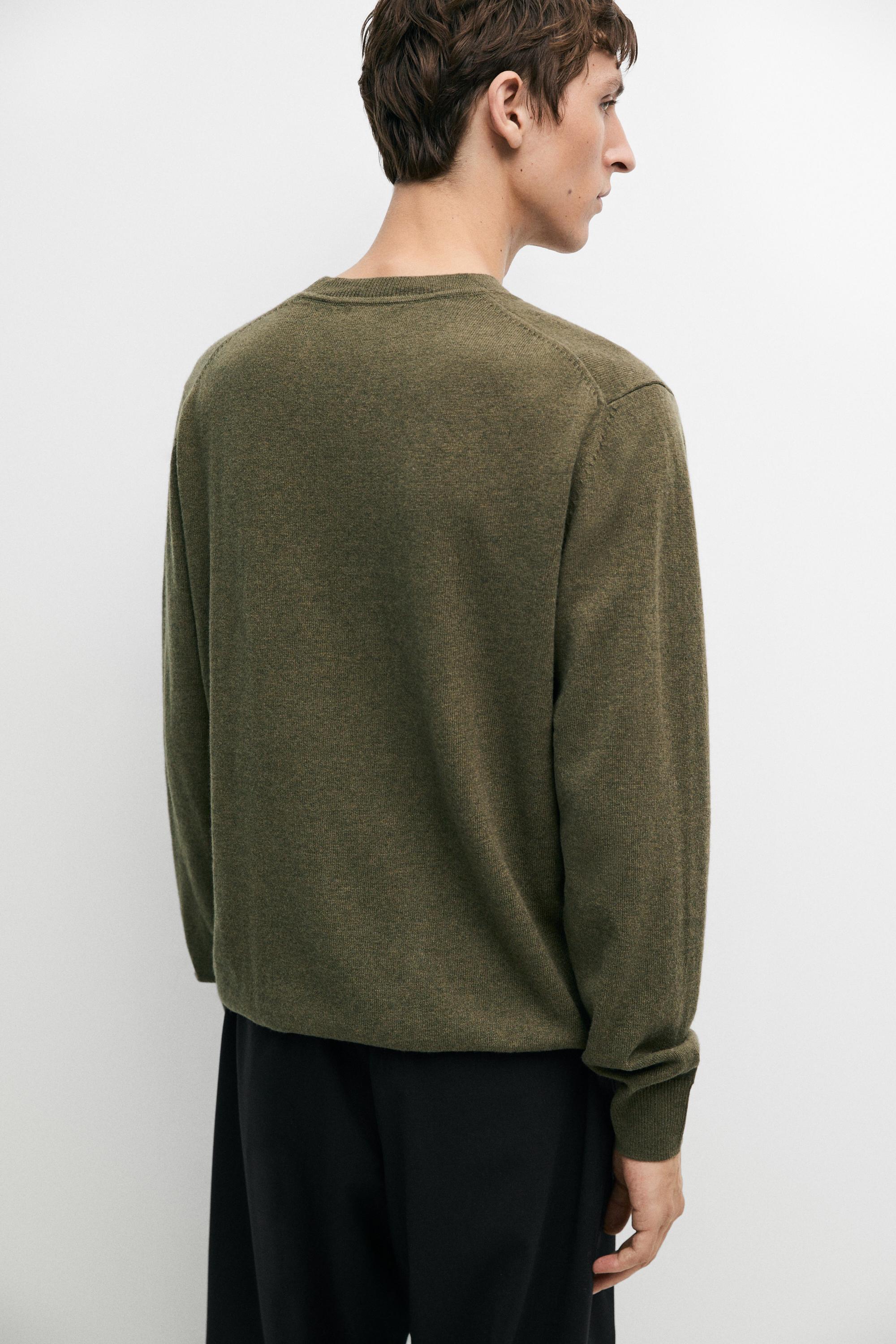 Wool blend round neck knit sweater — Sea green