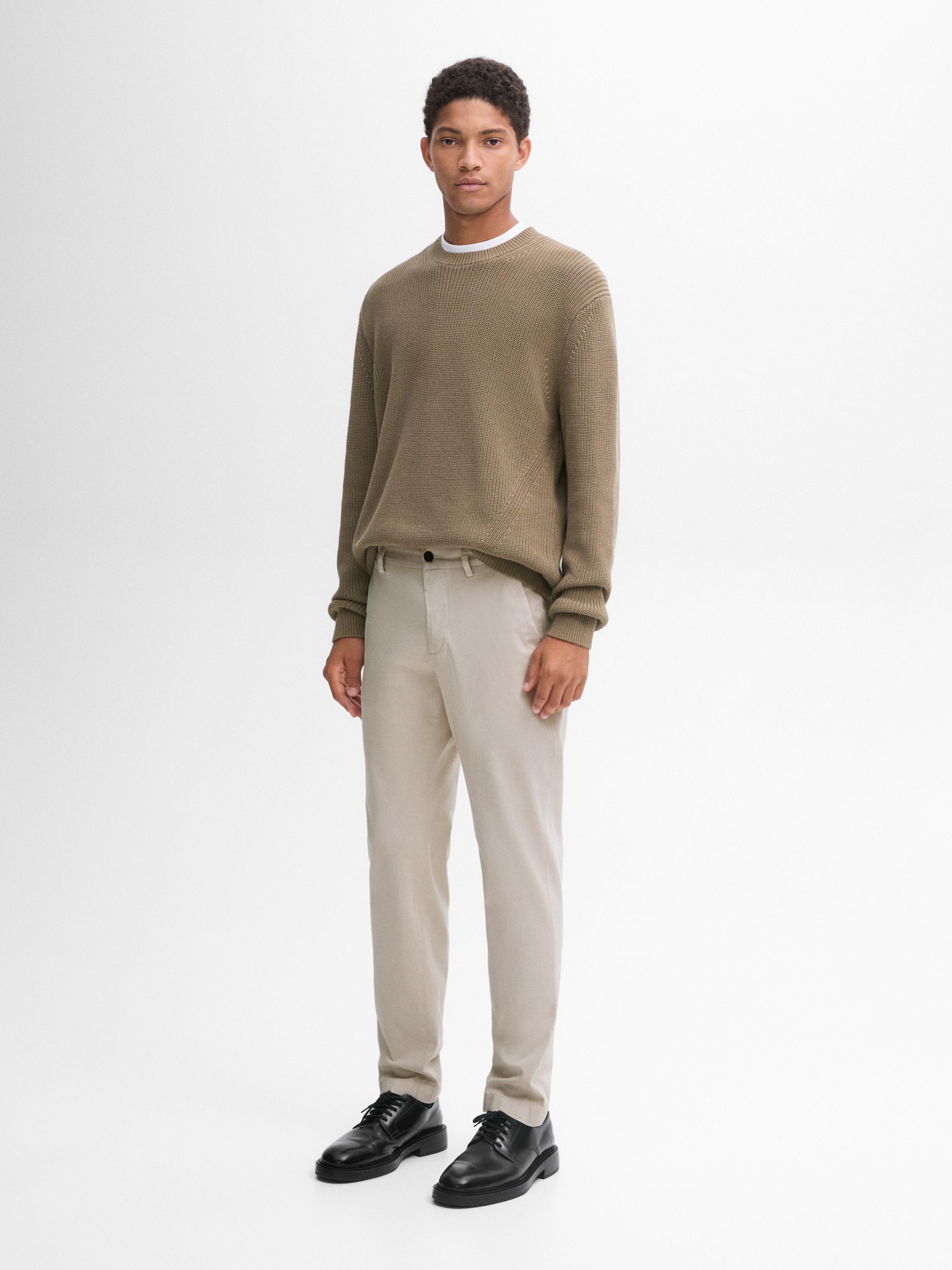 100% cotton micro-textured trousers