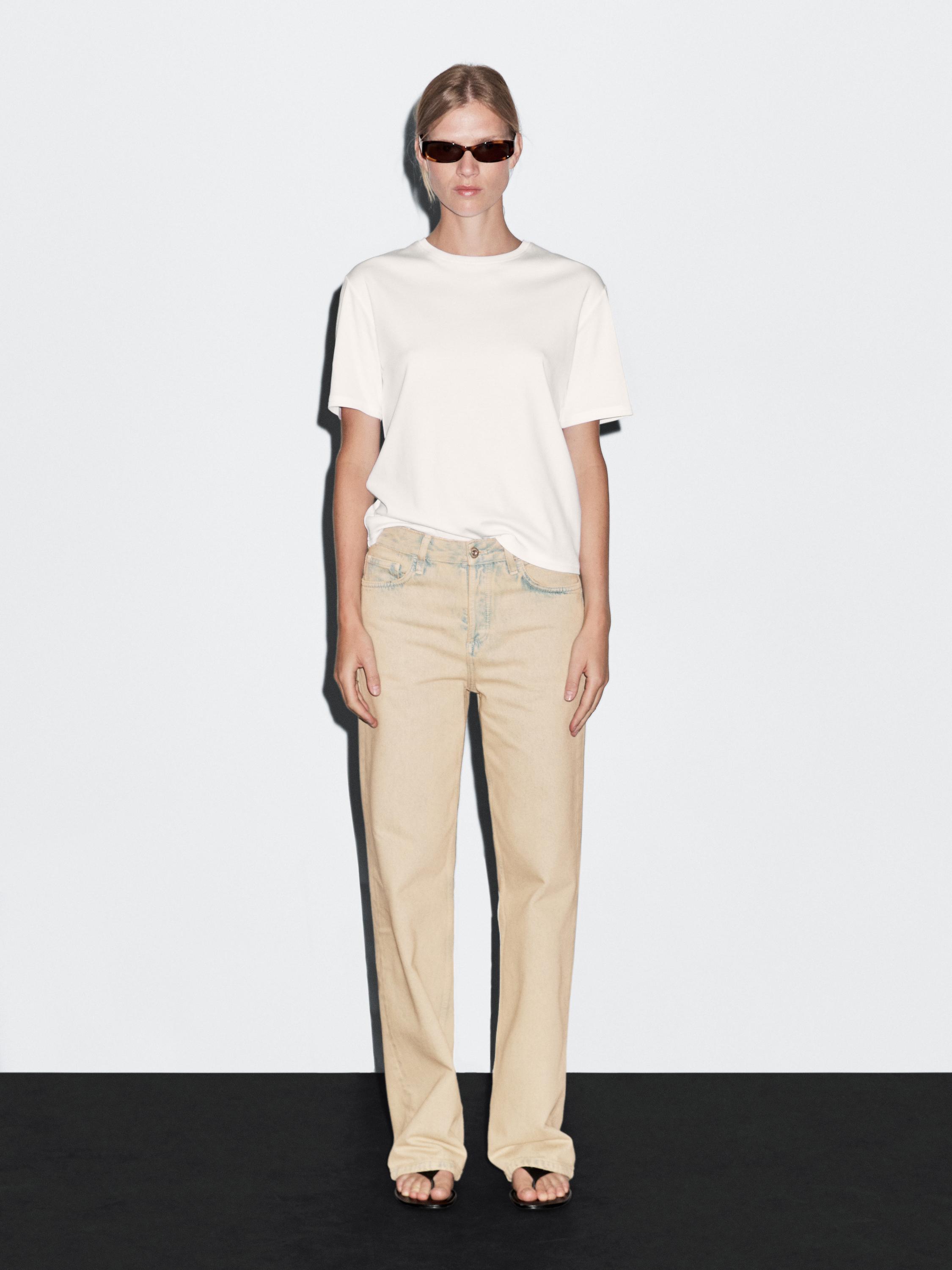 Хлопковые джинсы со средней посадкой и широкими штанинами