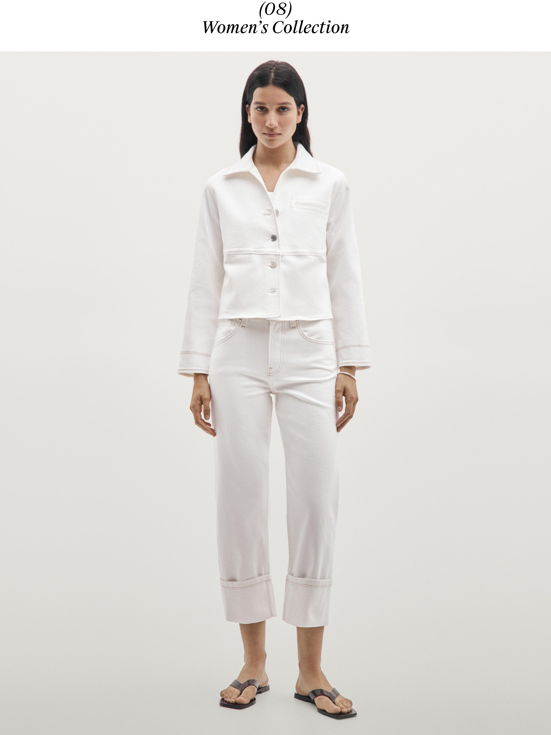 Straight-leg jeans with hem detail — WHITE
