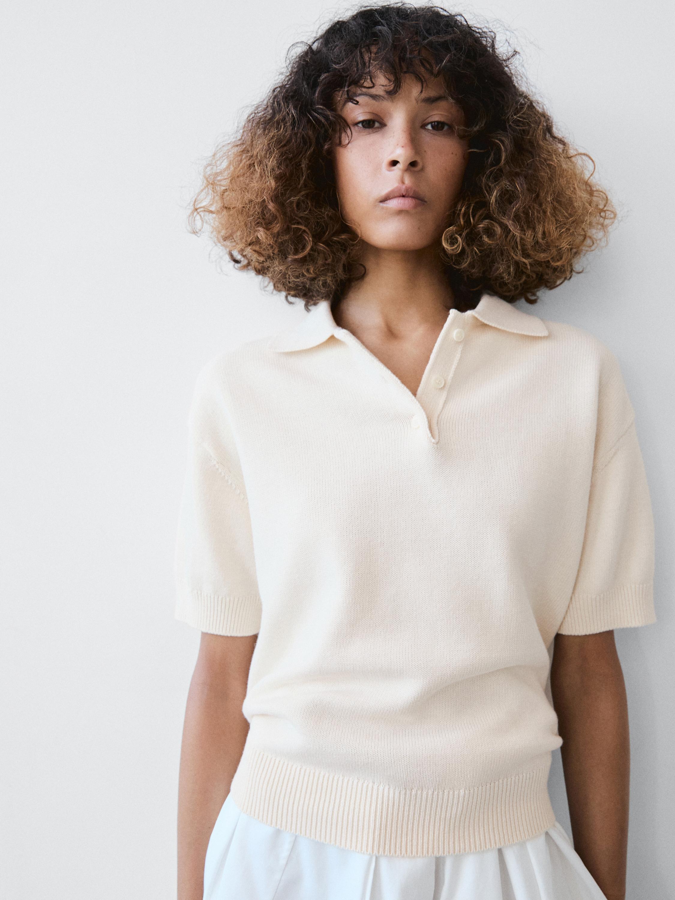 Pulovër leshi me jakë polo