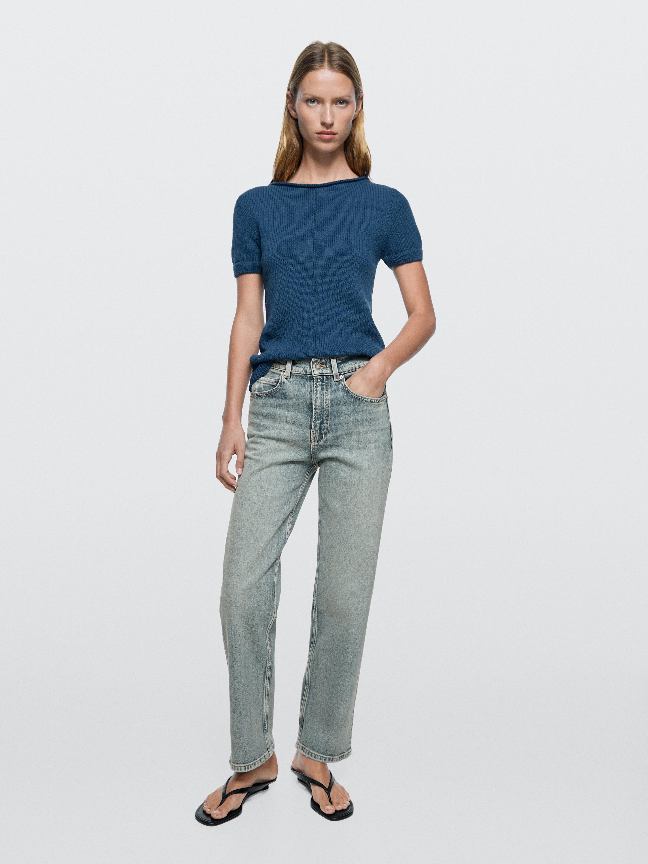 Mid-rise straight-leg jeans — Light Blue