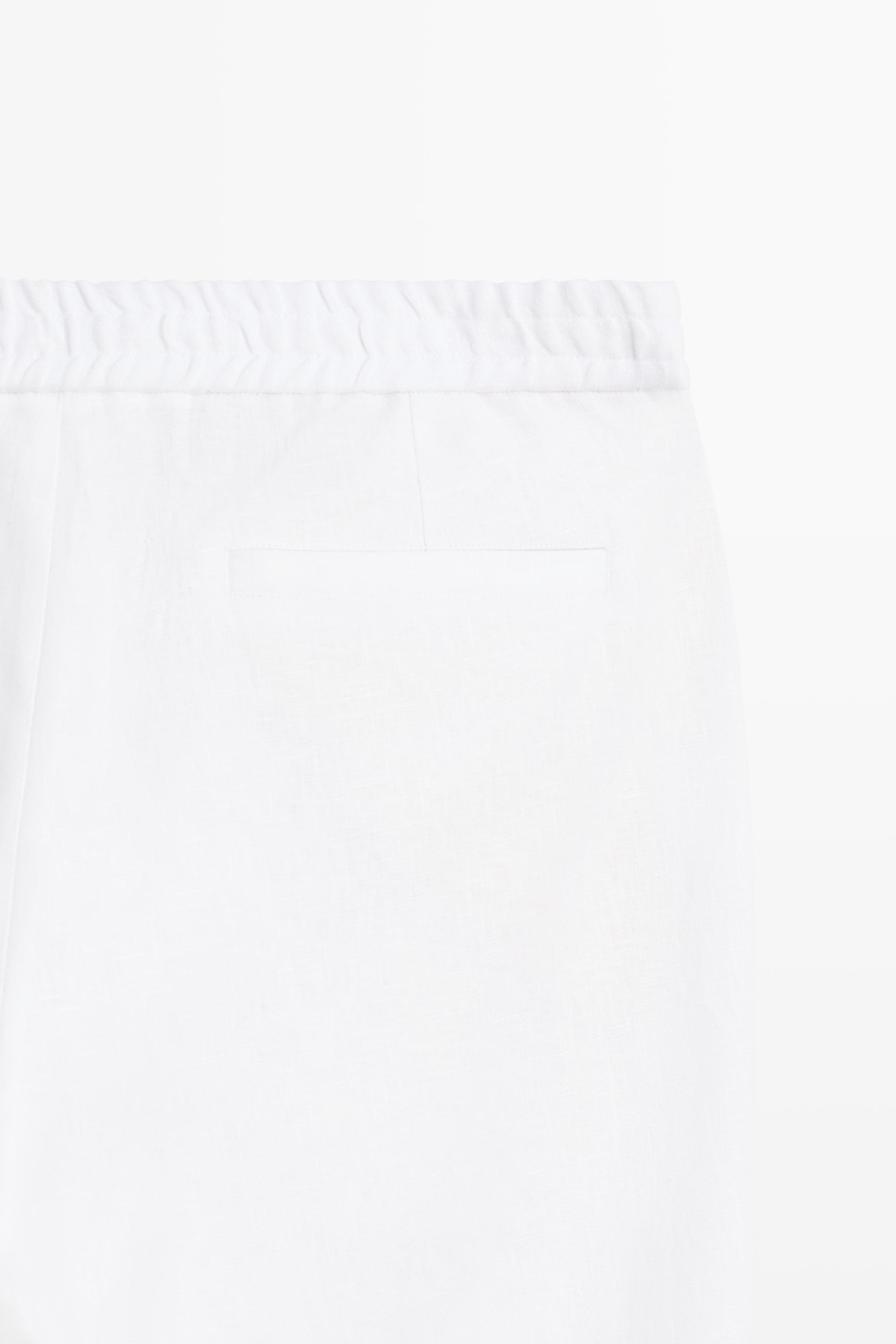 100% linen jogger-fit pants — WHITE