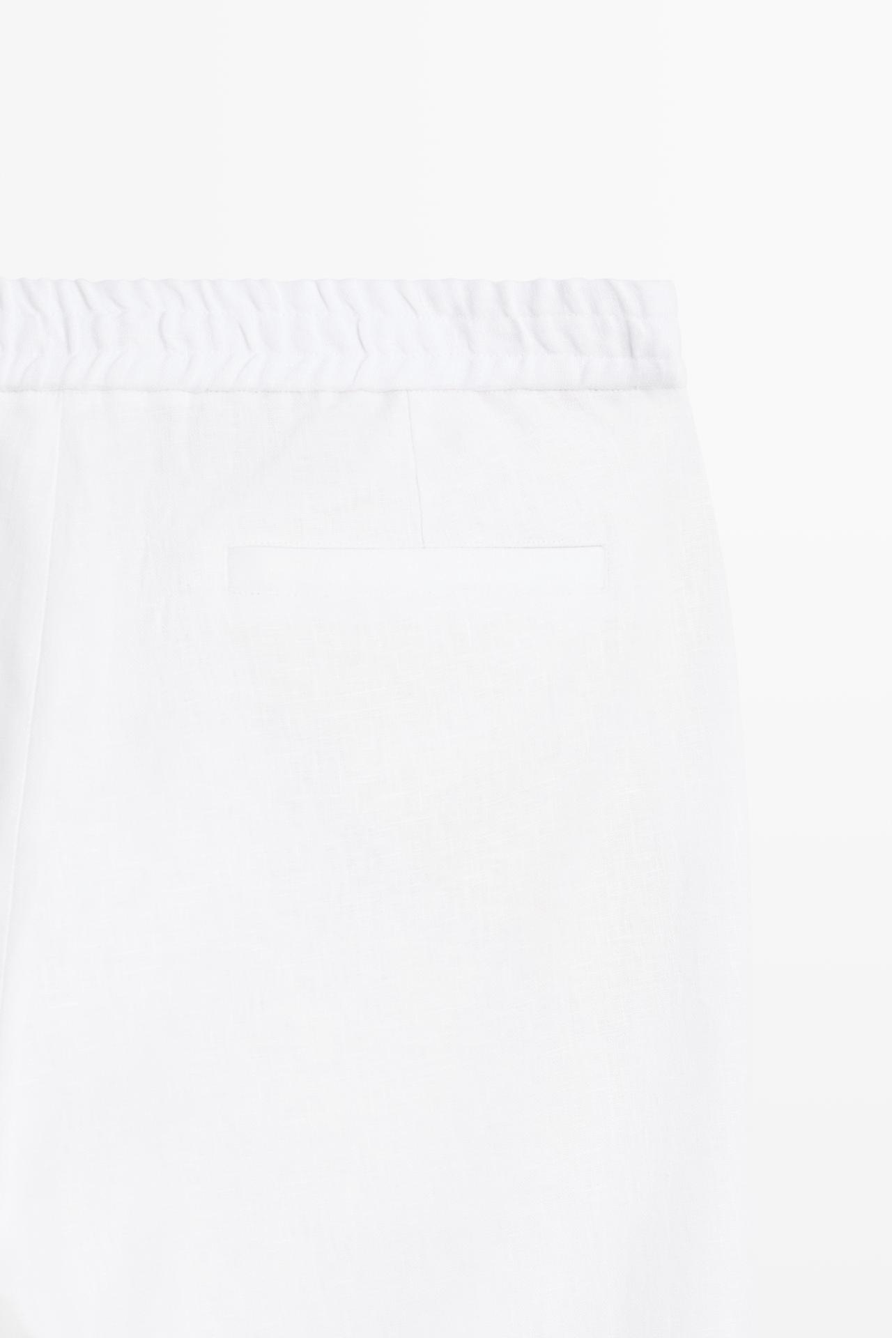 100% linen jogger-fit pants — WHITE
