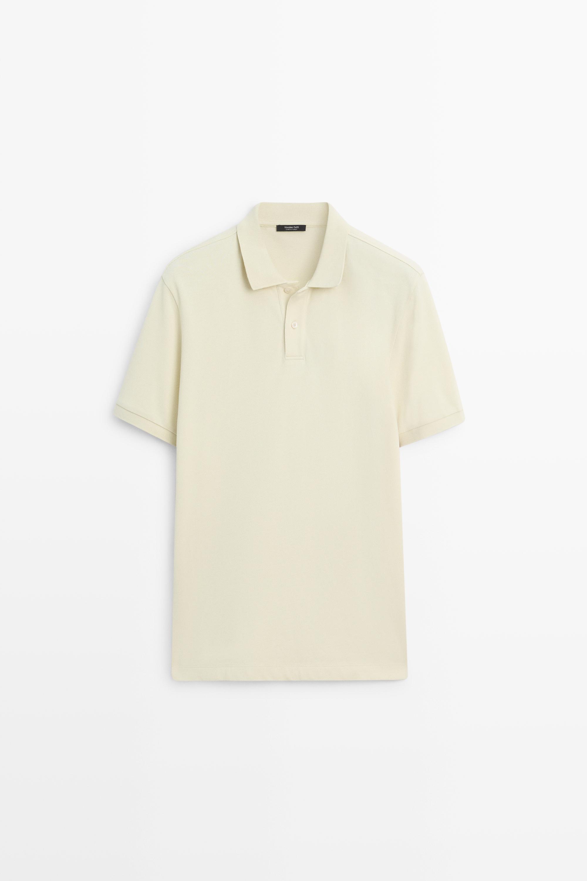 Micro-textured cotton piqué polo shirt — Green