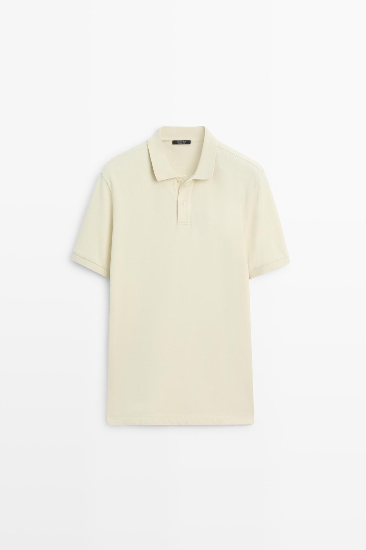 Micro-textured cotton piqué polo shirt — Green
