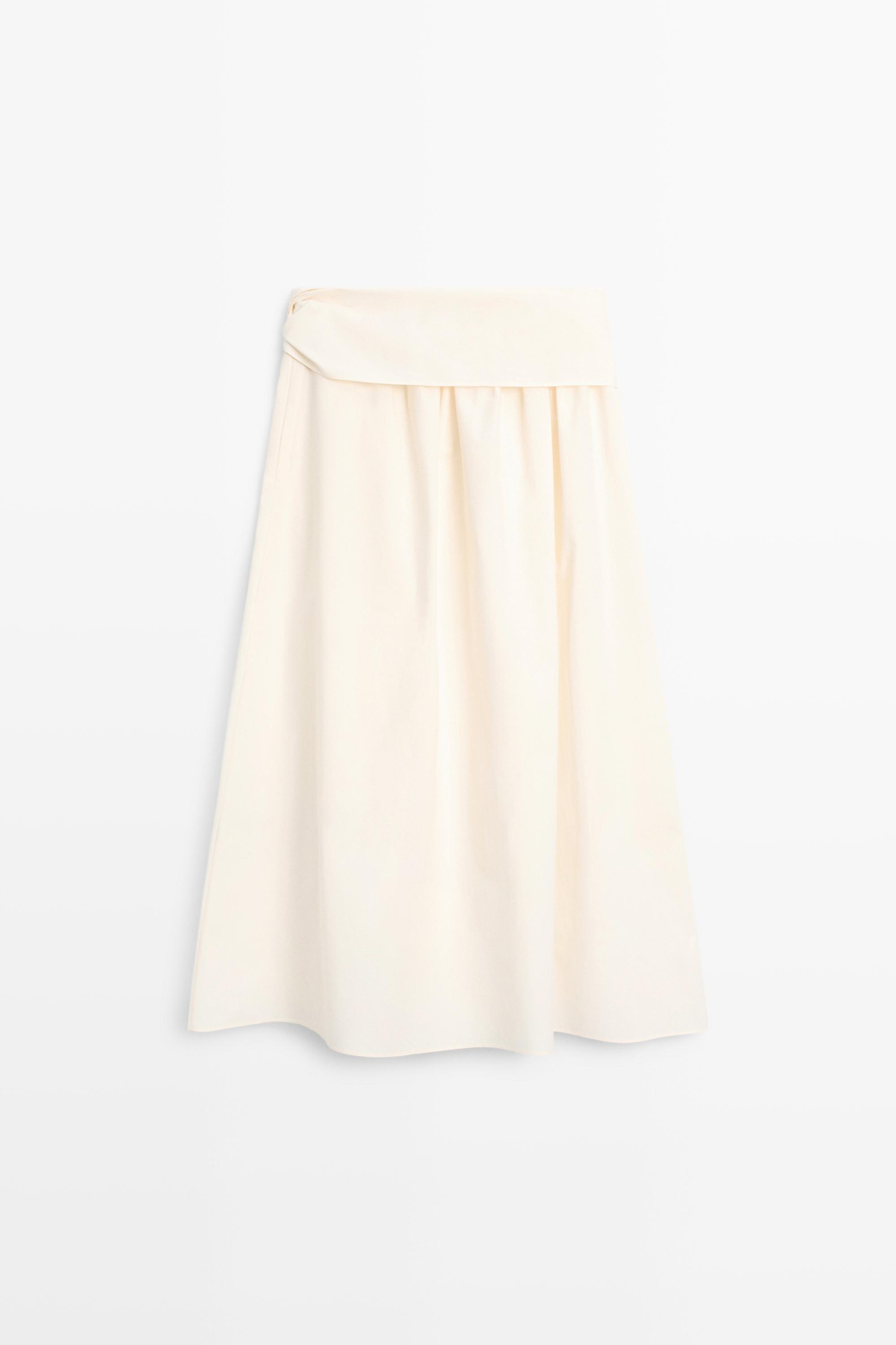Flowing skirt with scarf detail — CREAM