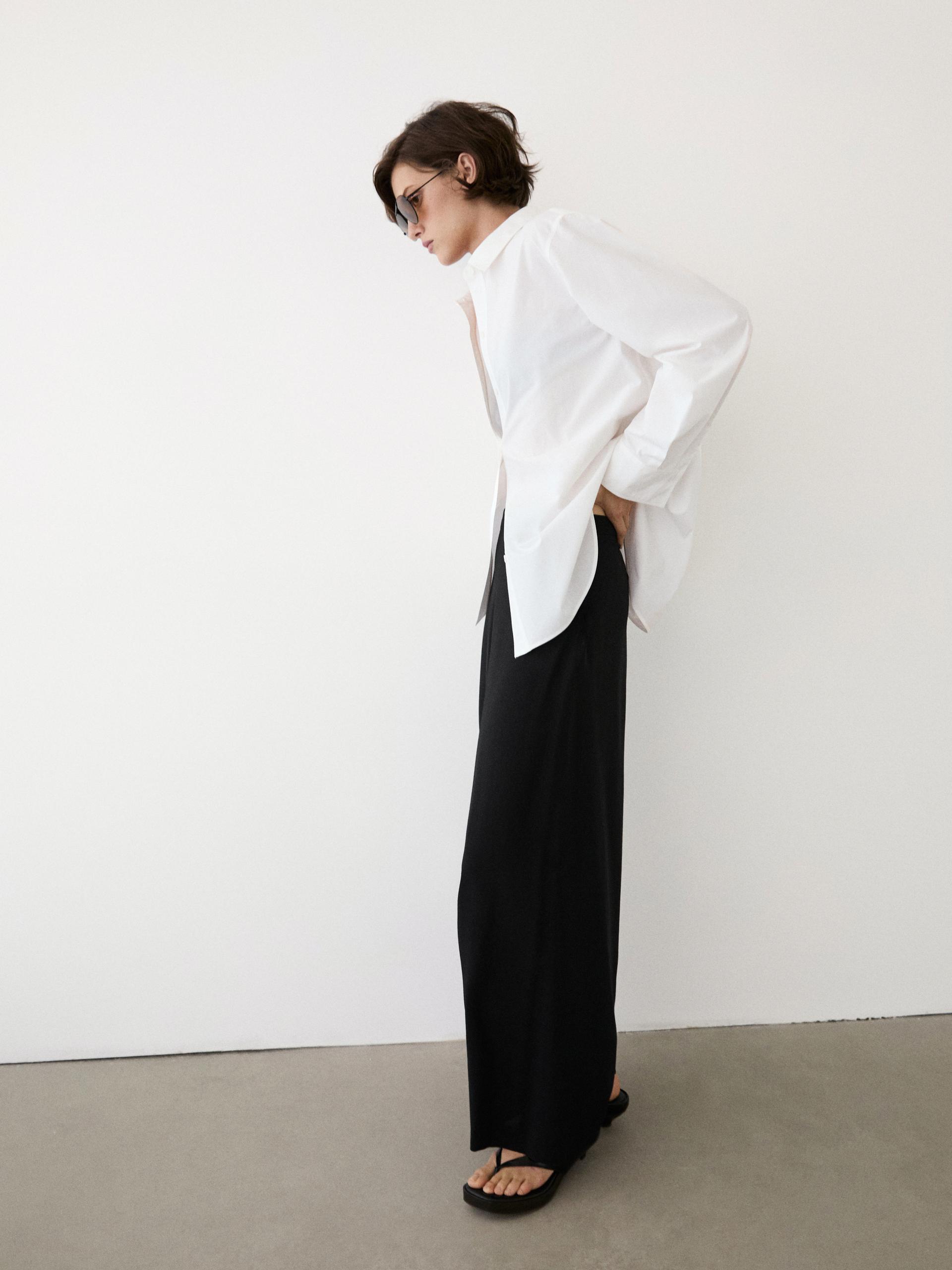 Camicia In Popeline 100% Cotone - Bianco - S - Massimo Dutti - Femminile