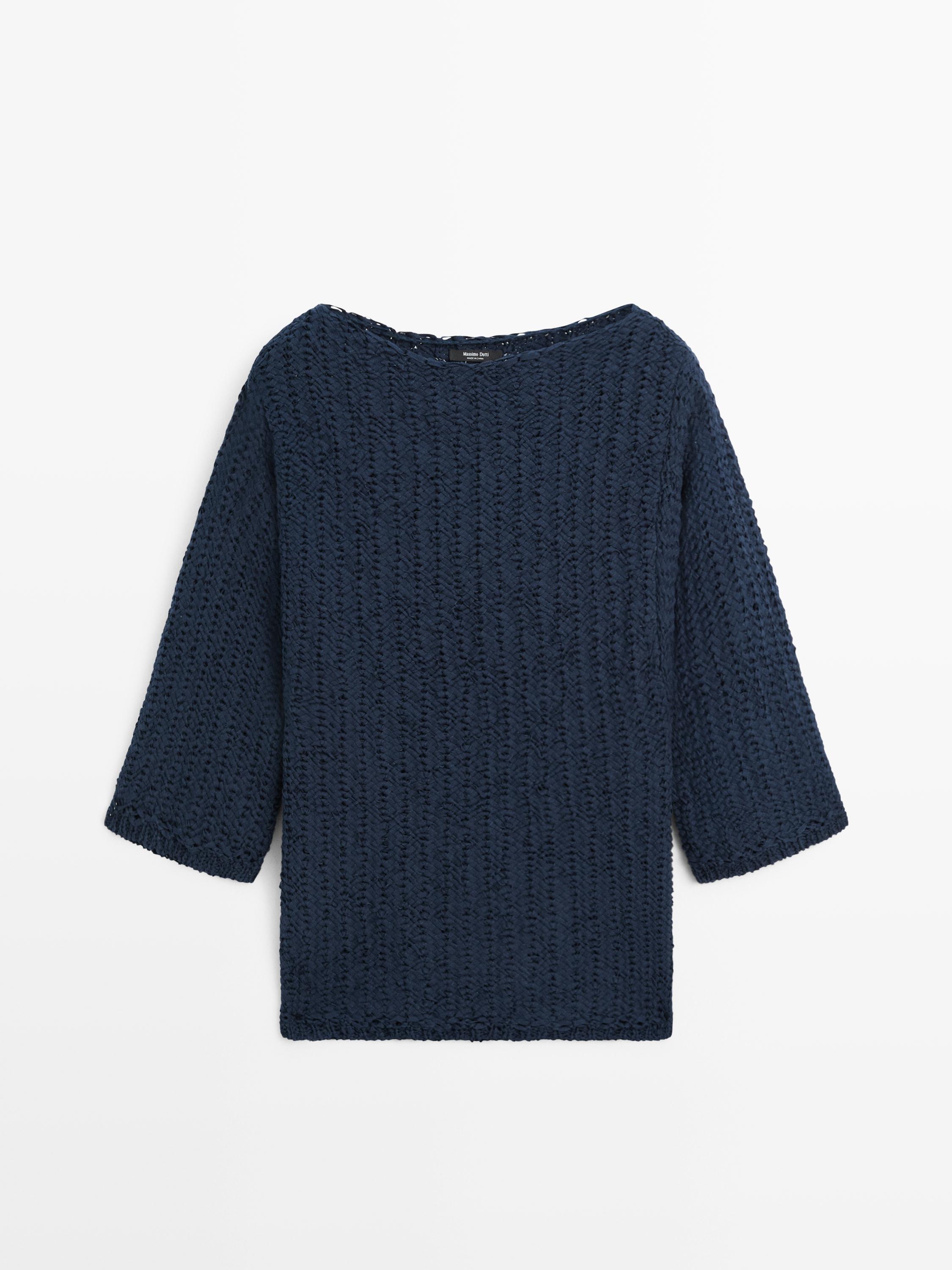 Pull en maille structurée de coton mélangé