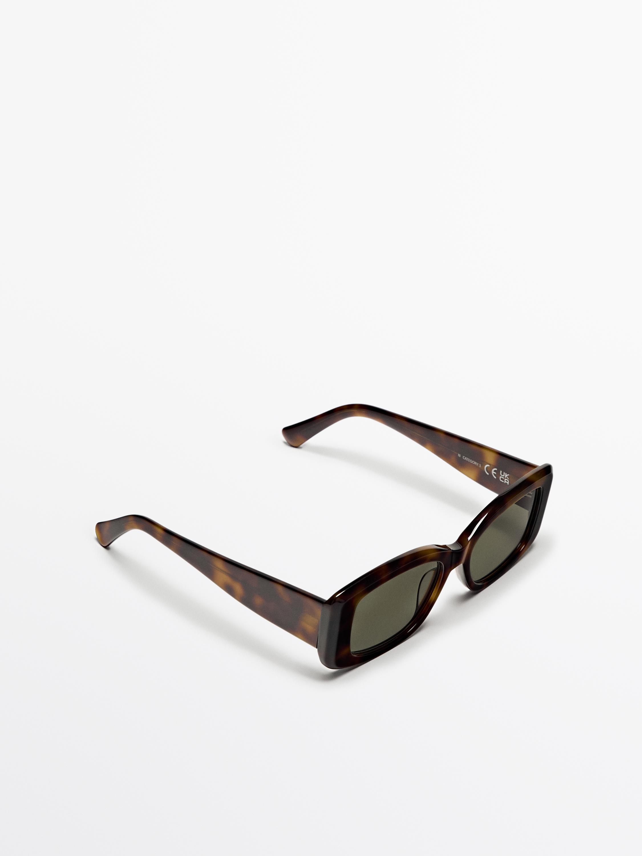 Rectangular tortoiseshell-effect sunglasses