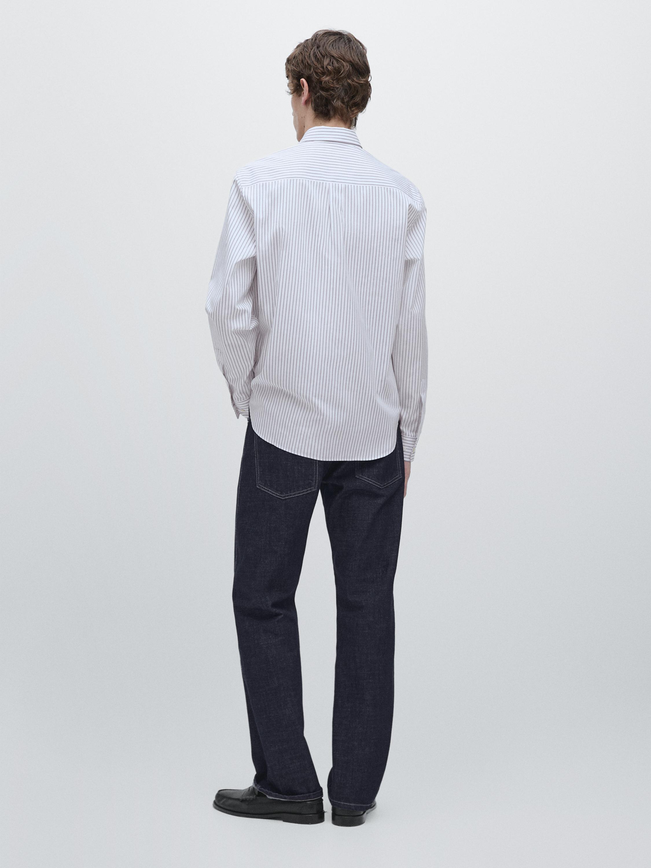 Regular fit striped shirt — Light Blue