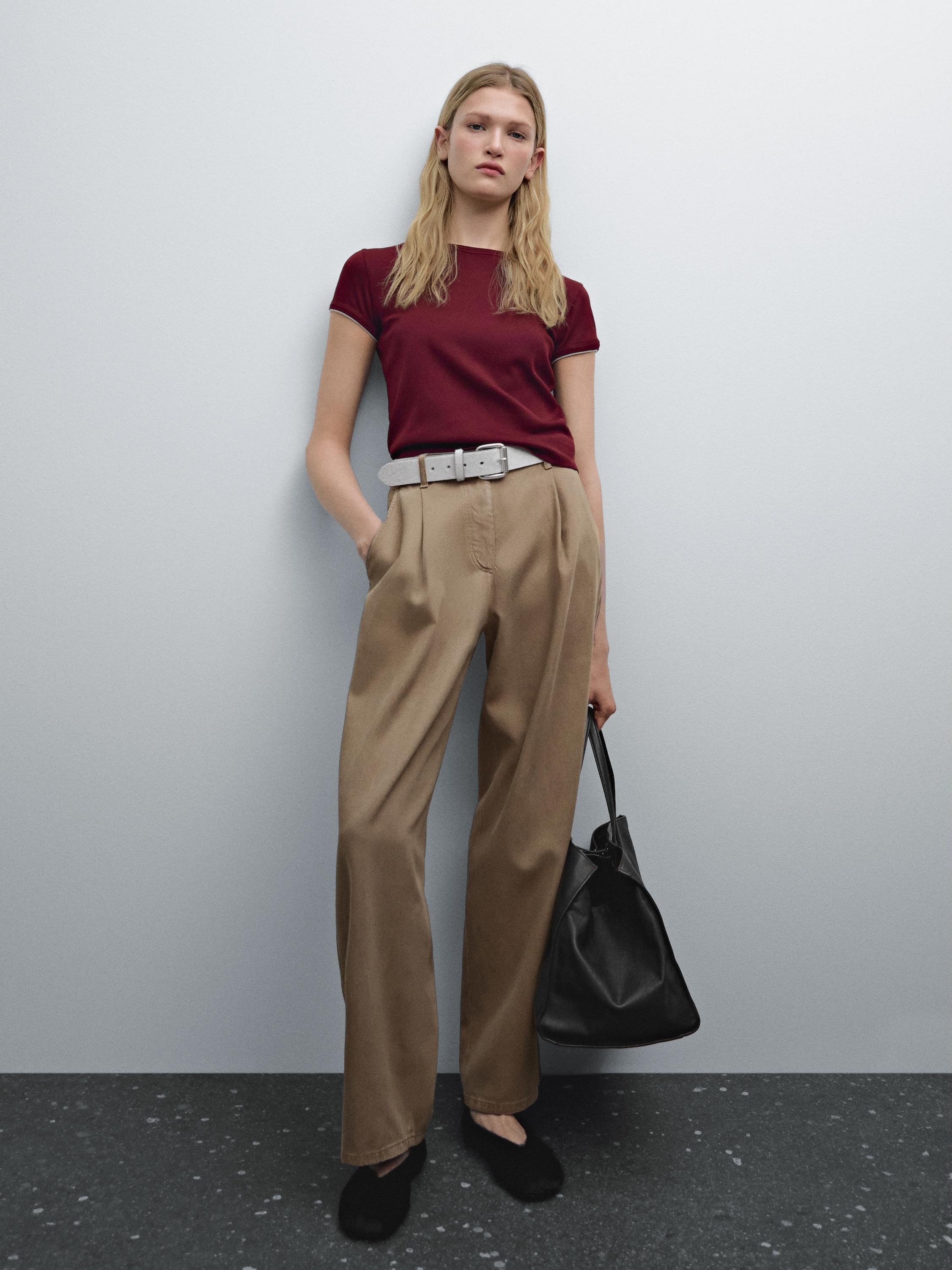 Flowing cotton blend trousers