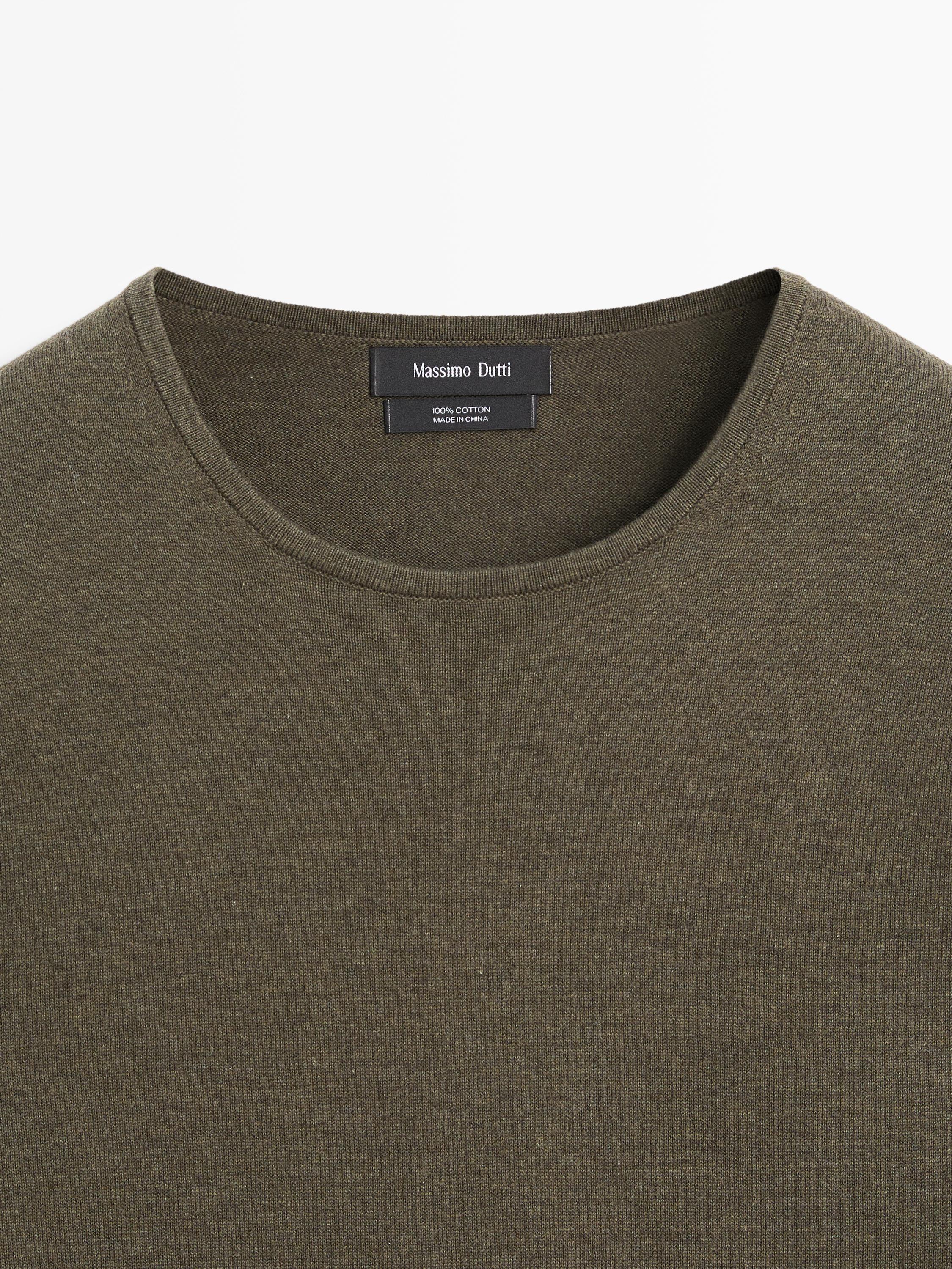 Knit 100% cotton crew neck sweater — GREEN