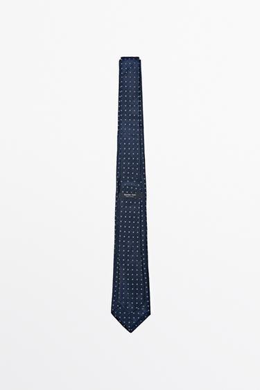 100% silk geometric print tie — NAVY BLUE 5
