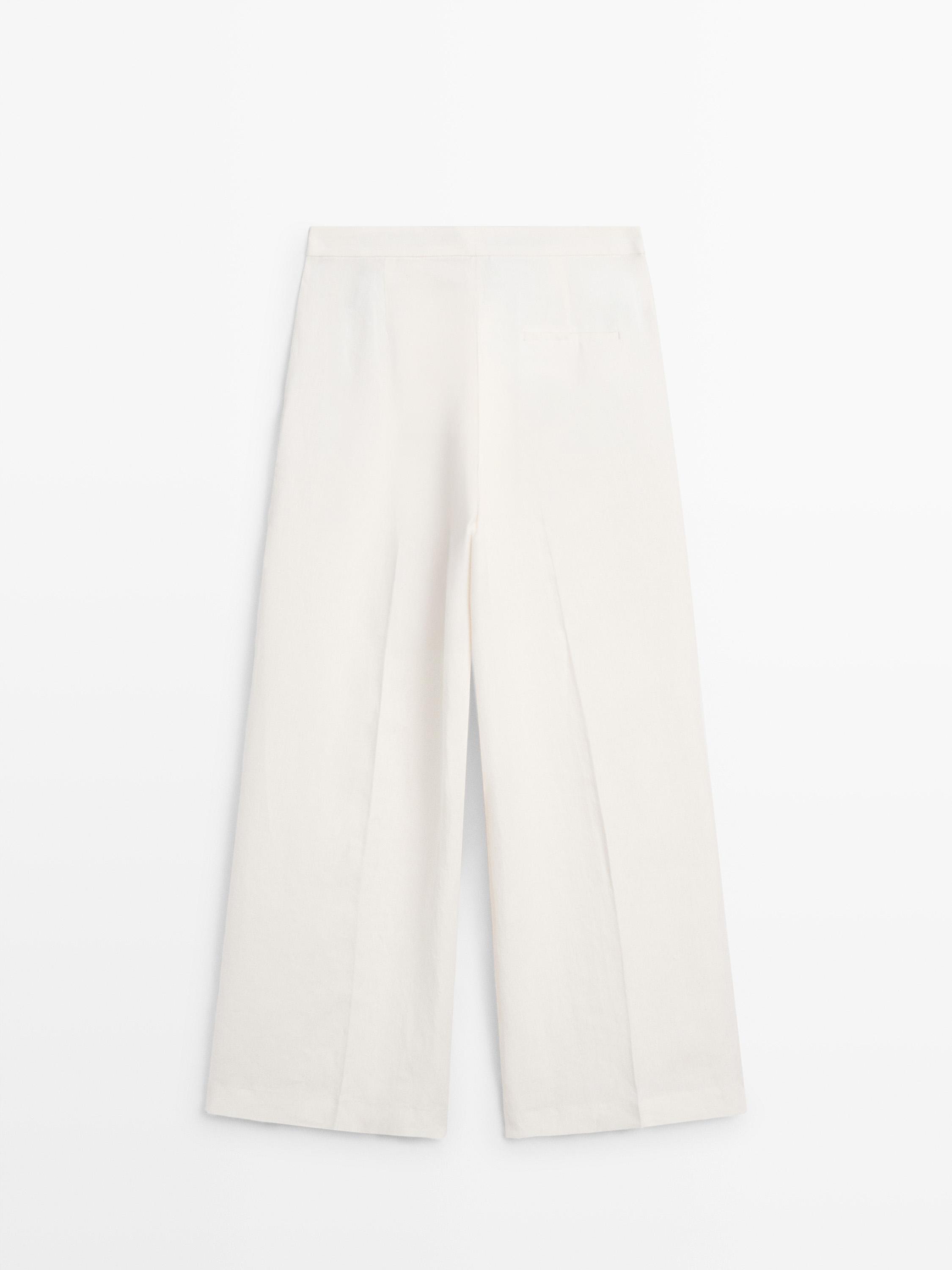 Flowing linen suit trousers — Off white