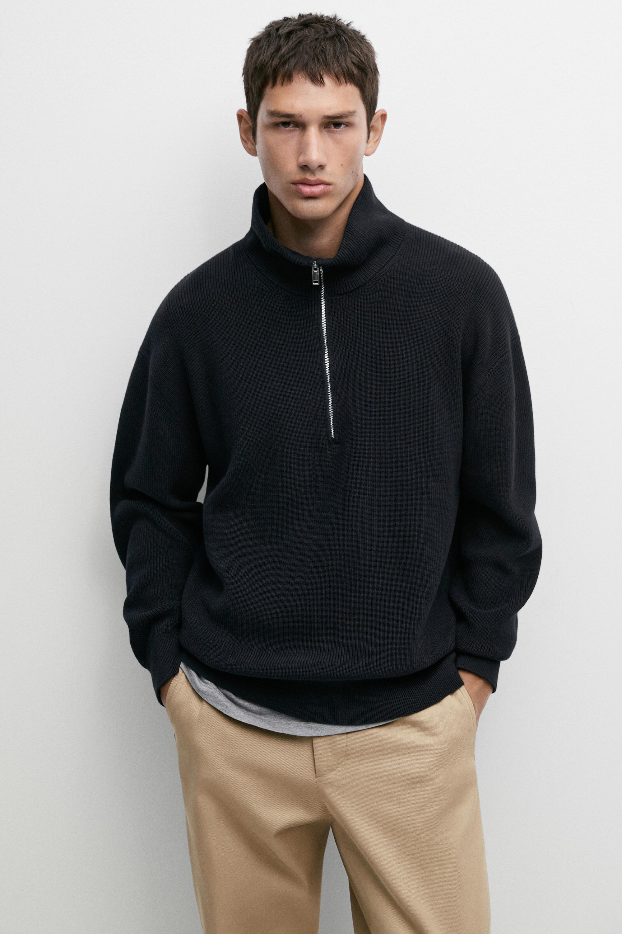 100% cotton mock neck knit sweater