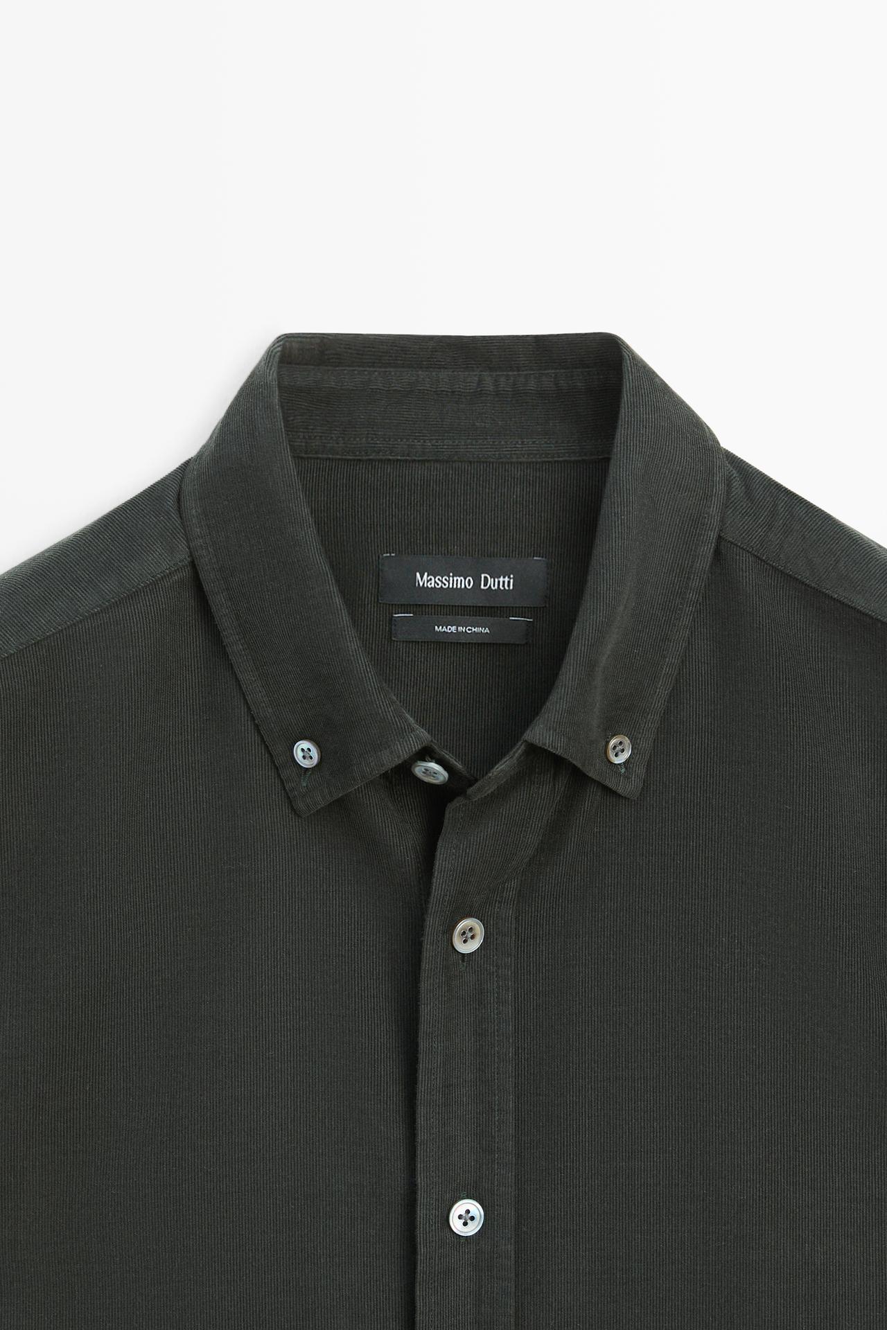 Regular fit needlecord shirt — PETROL BLUE