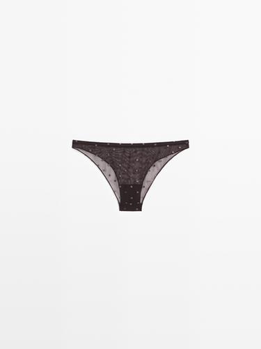 Semi-sheer polka dot briefs — MOLE BROWN 2
