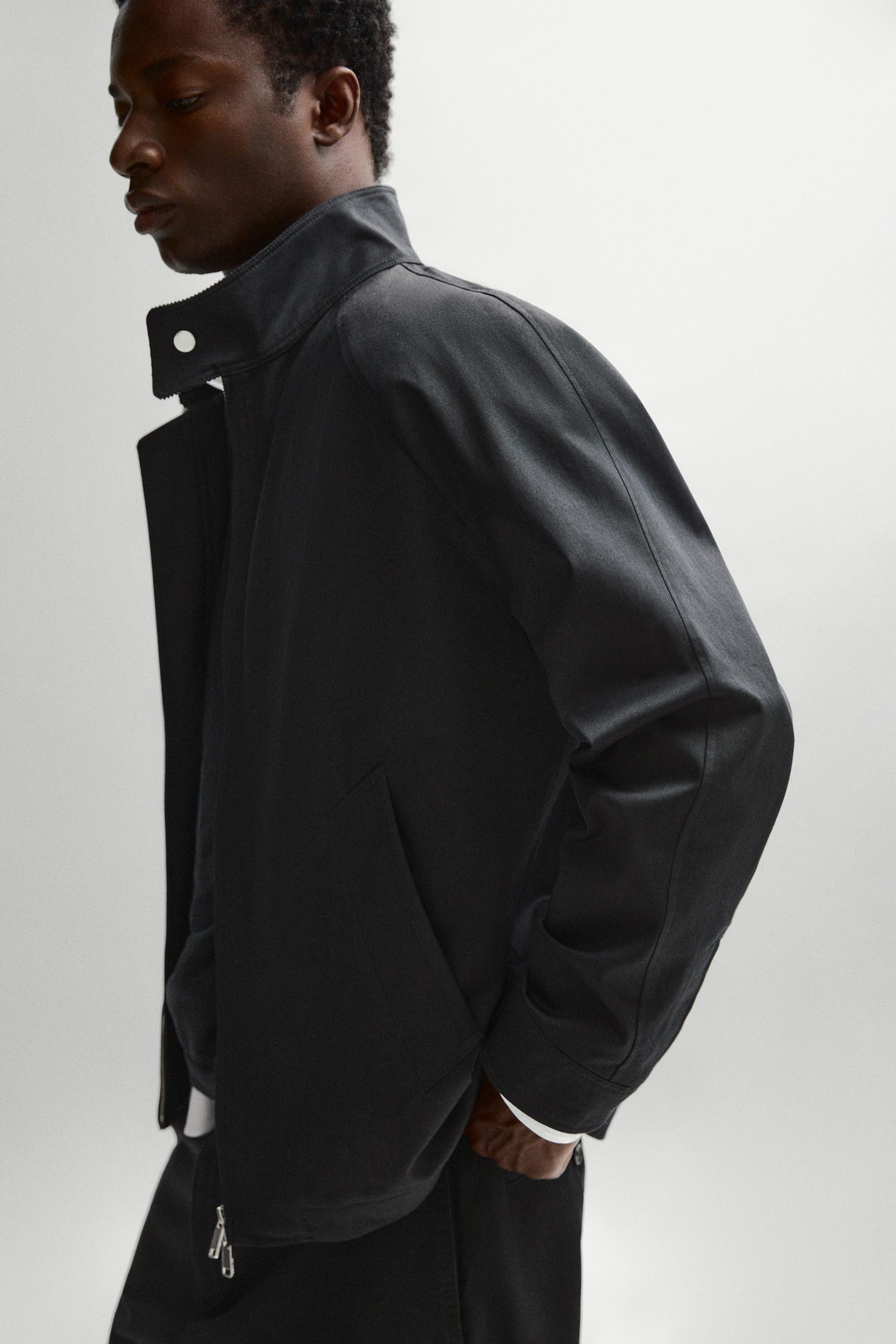 Bomber jacket with collar detail — DARK NAVY