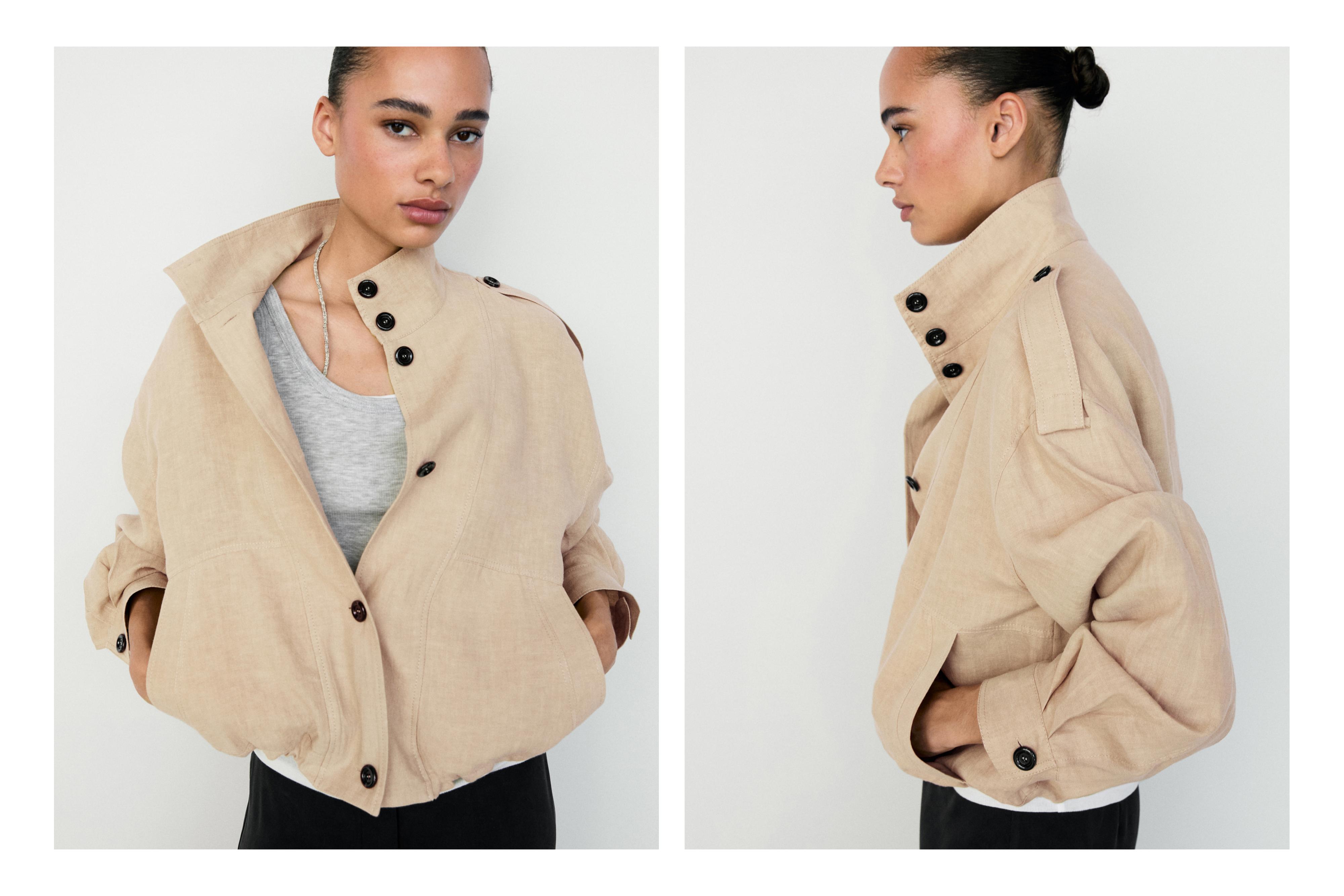 100% linen fluid bomber jacket — MUSTARD YELLOW