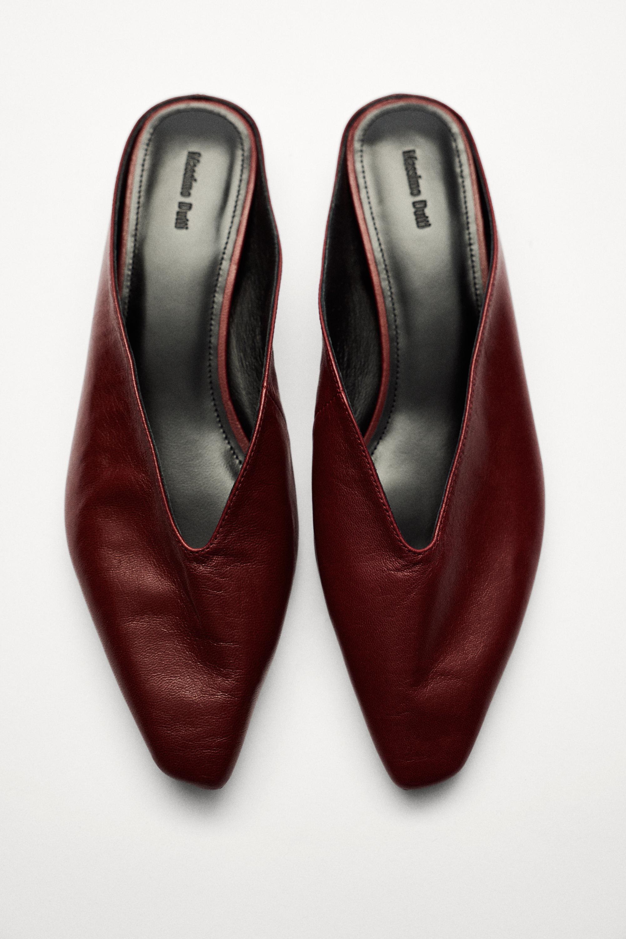 Soft leather mules — BURGUNDY