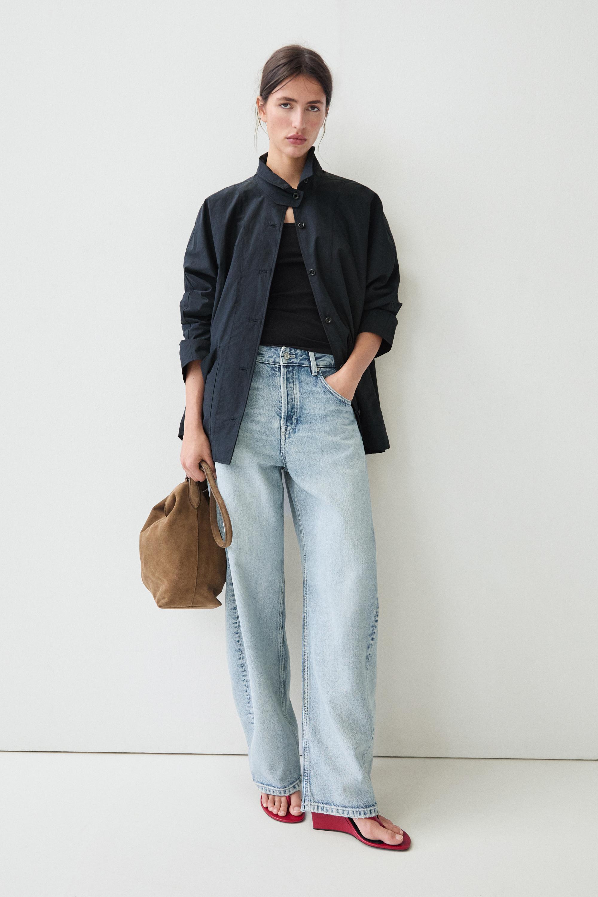 Jacket with buttoned collar strap — DEEP BLUE