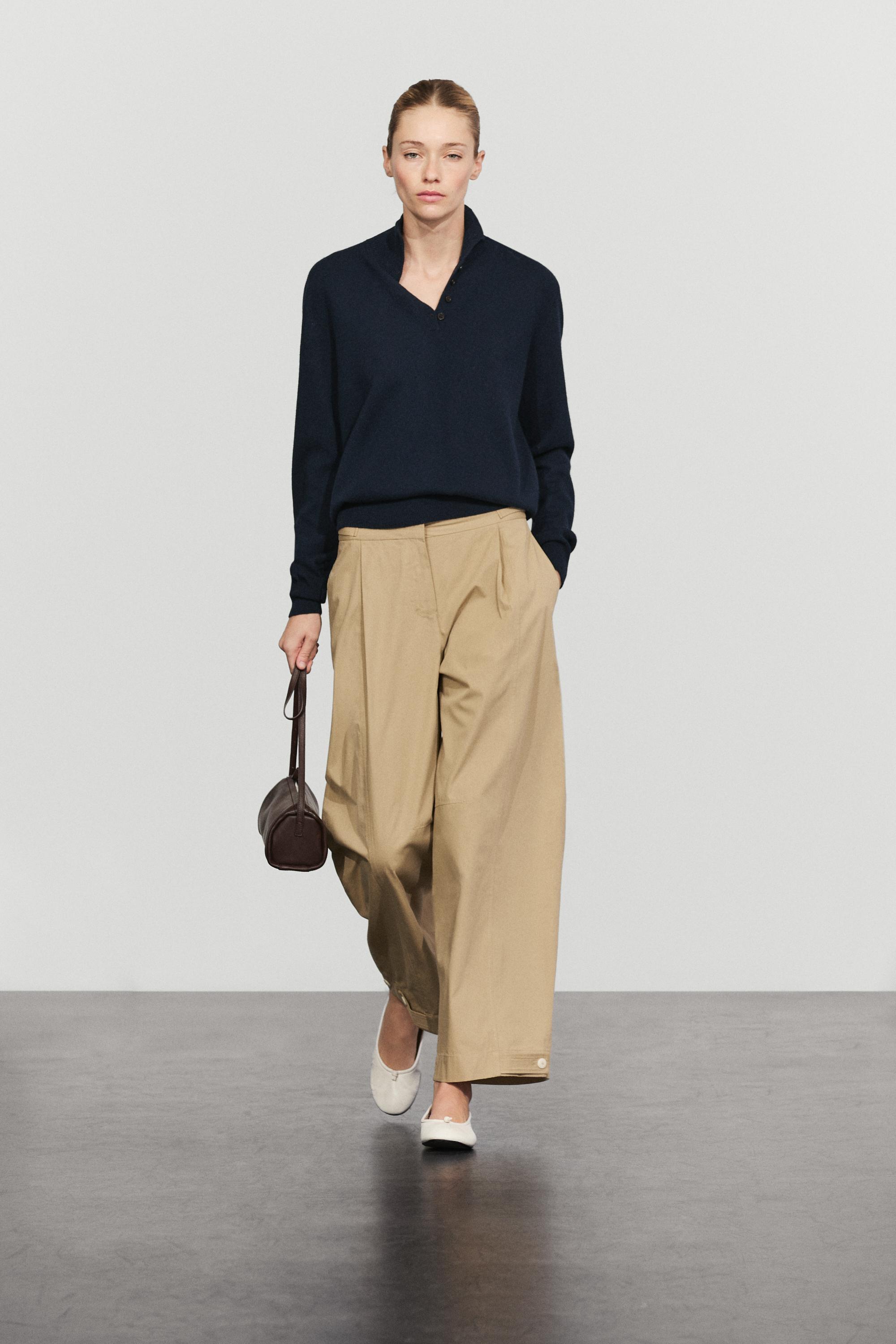 100% cotton barrel pants with adjustable hem