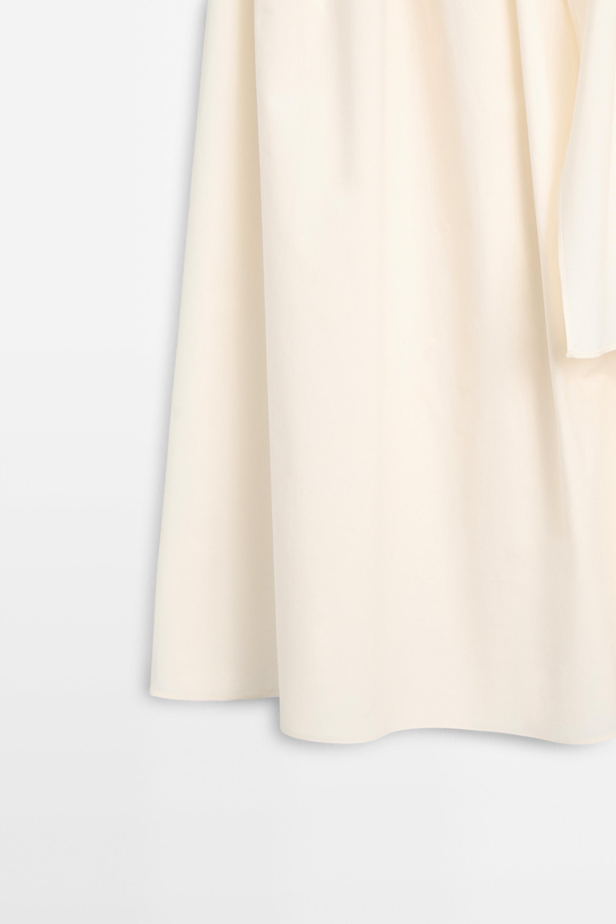 Flowing skirt with scarf detail — CREAM