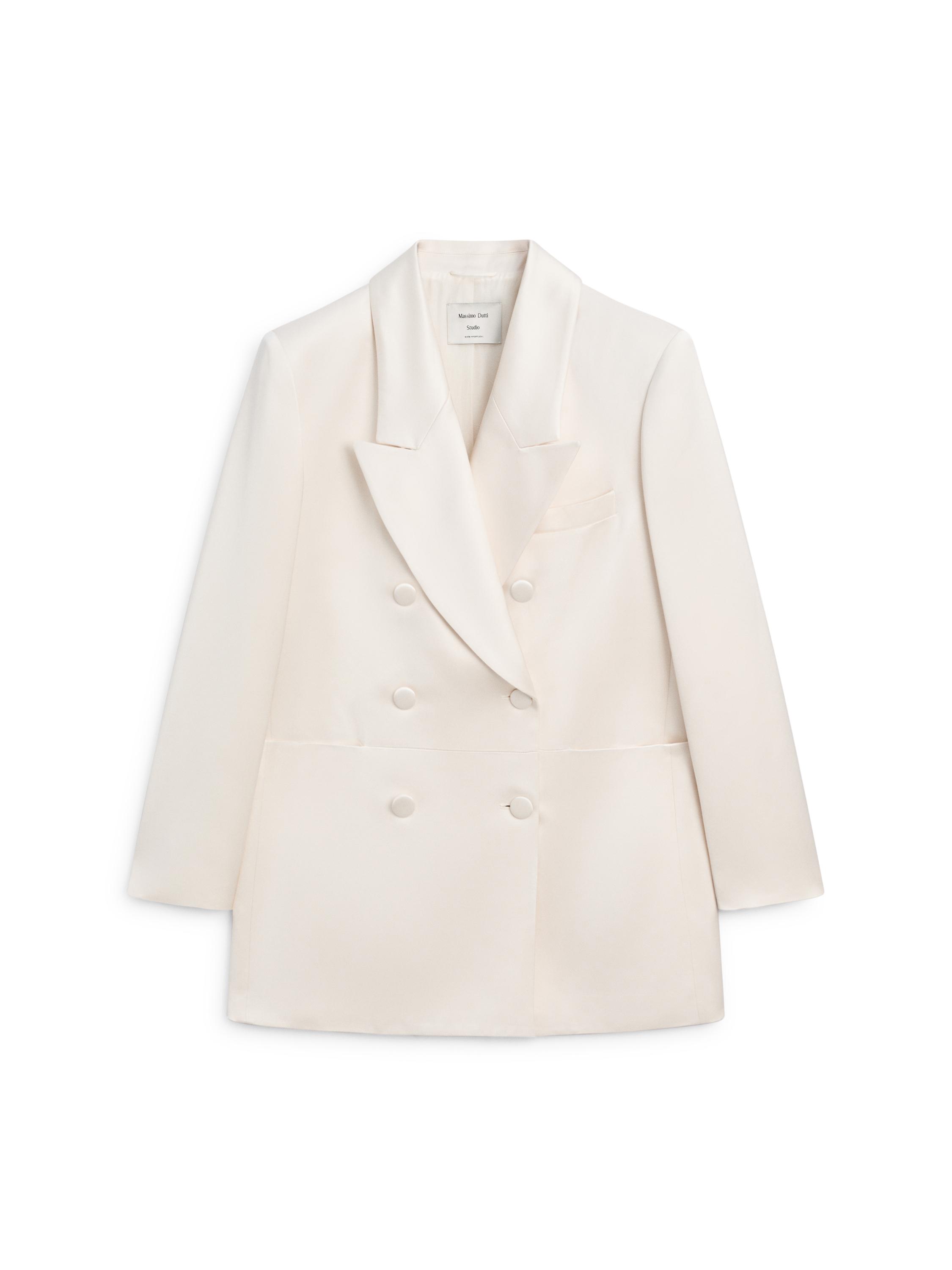 Satin blazer with buttons - STUDIO — Beige