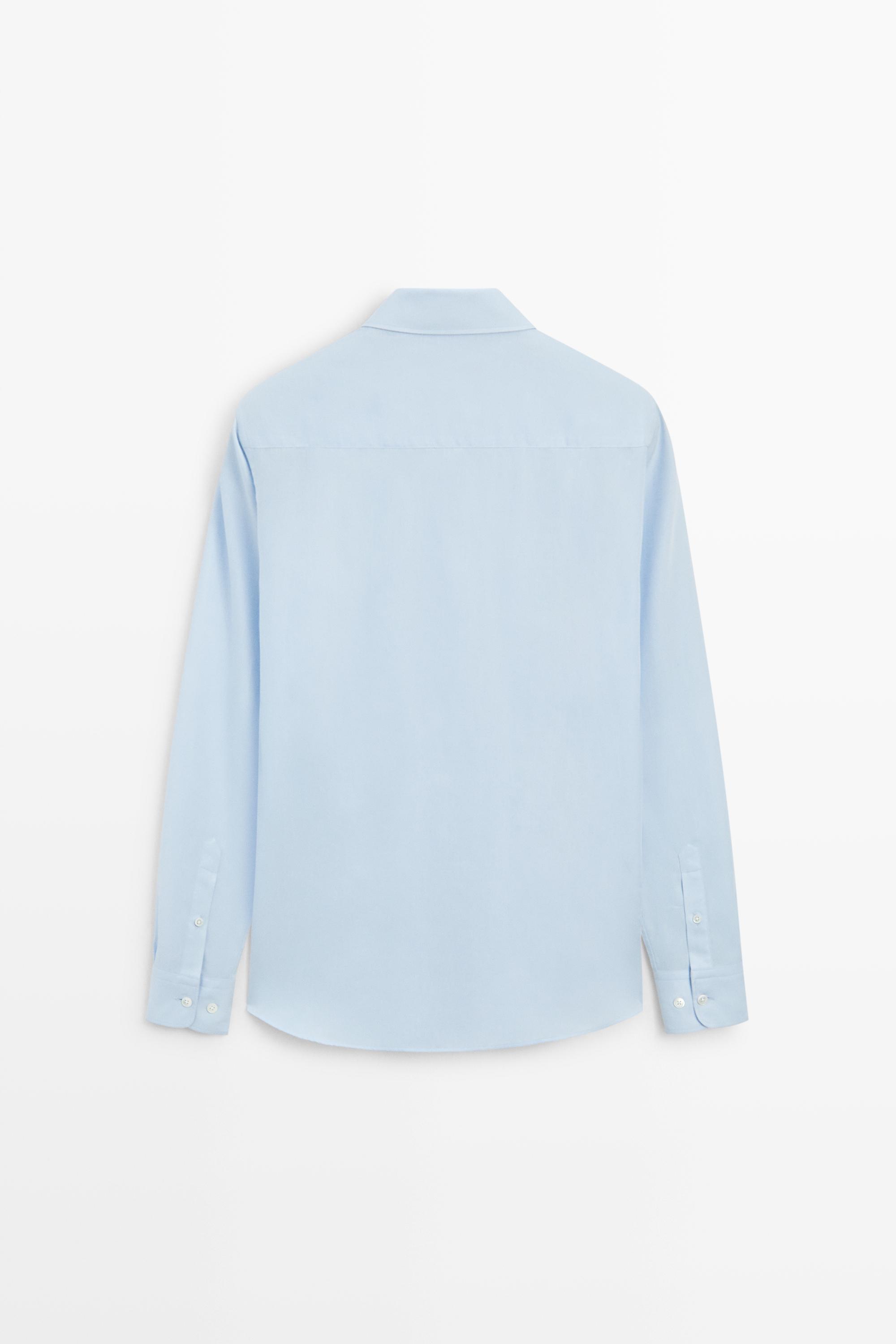 100% cotton twill regular fit shirt — Light Blue