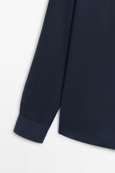 Regular fit cotton blend shirt — DEEP BLUE 7