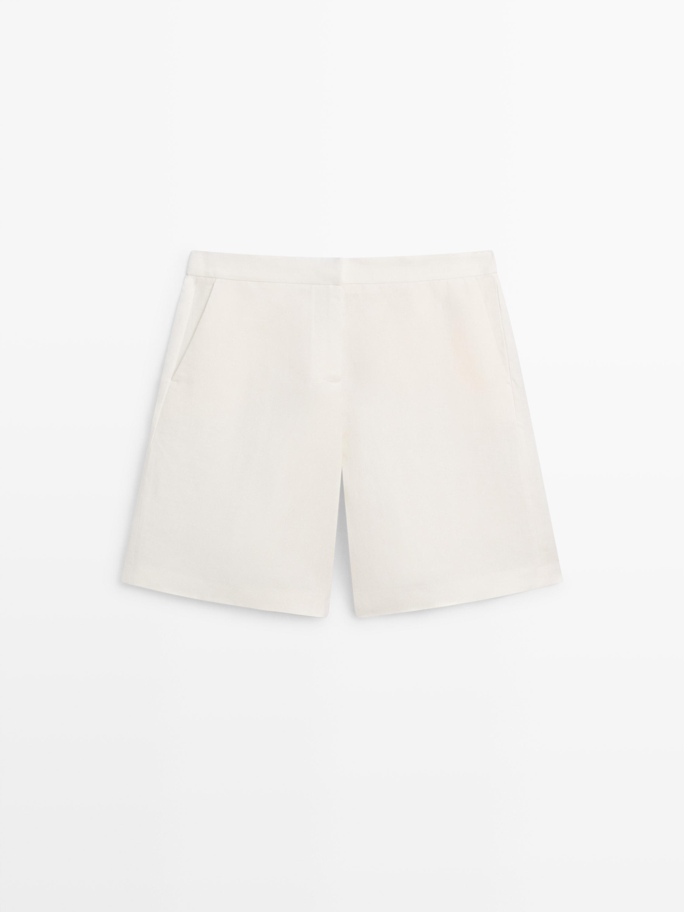 Длинные льняные шорты