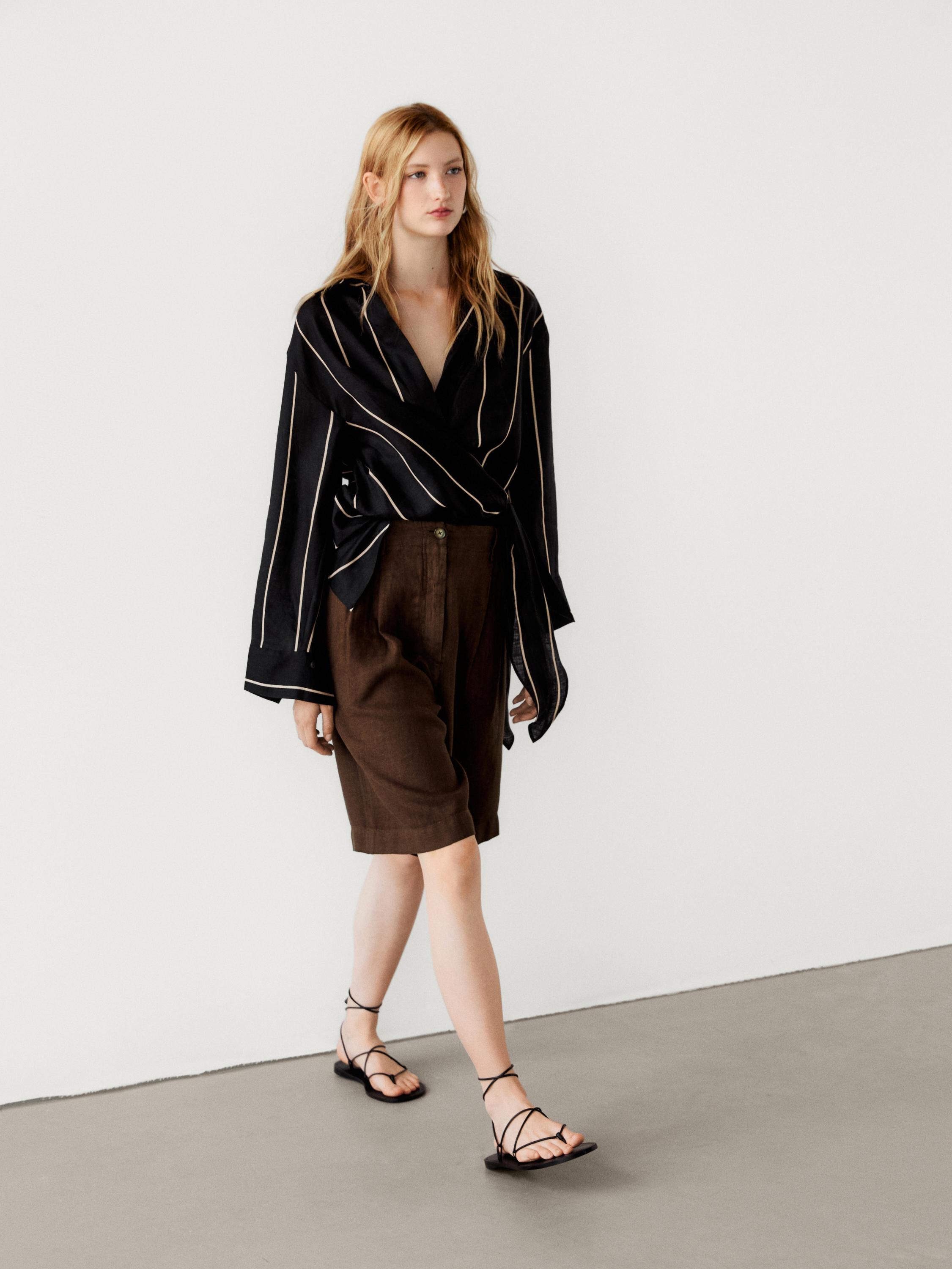 Bermuda lino doble pinza