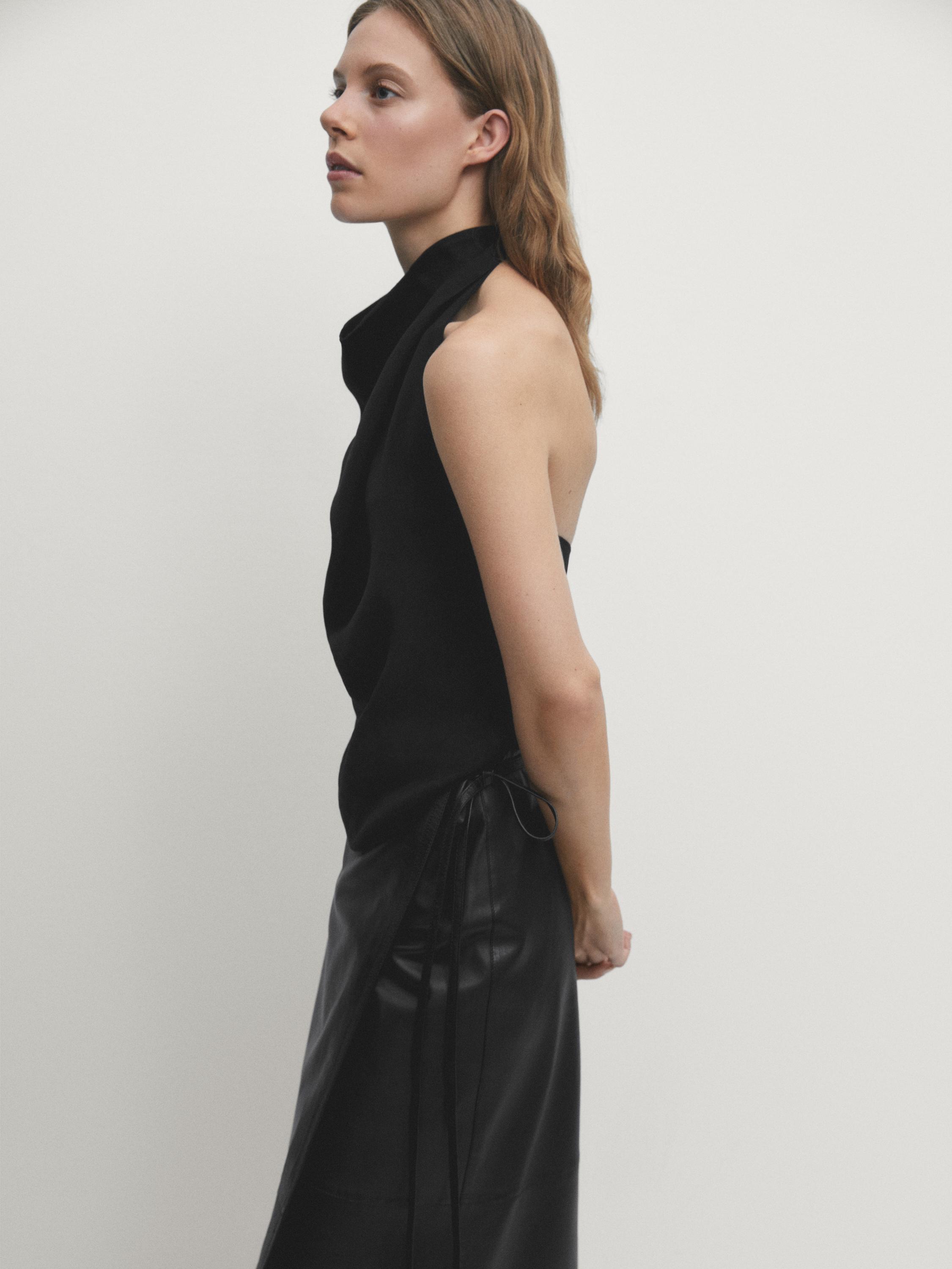 Halter top with gathered detail