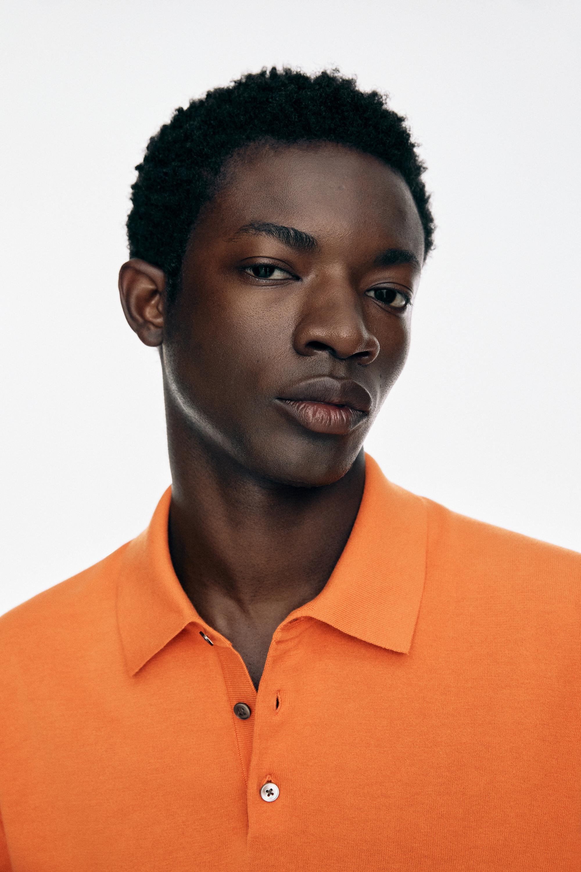 100% Cotton Knit Polo Shirt — ORANGE