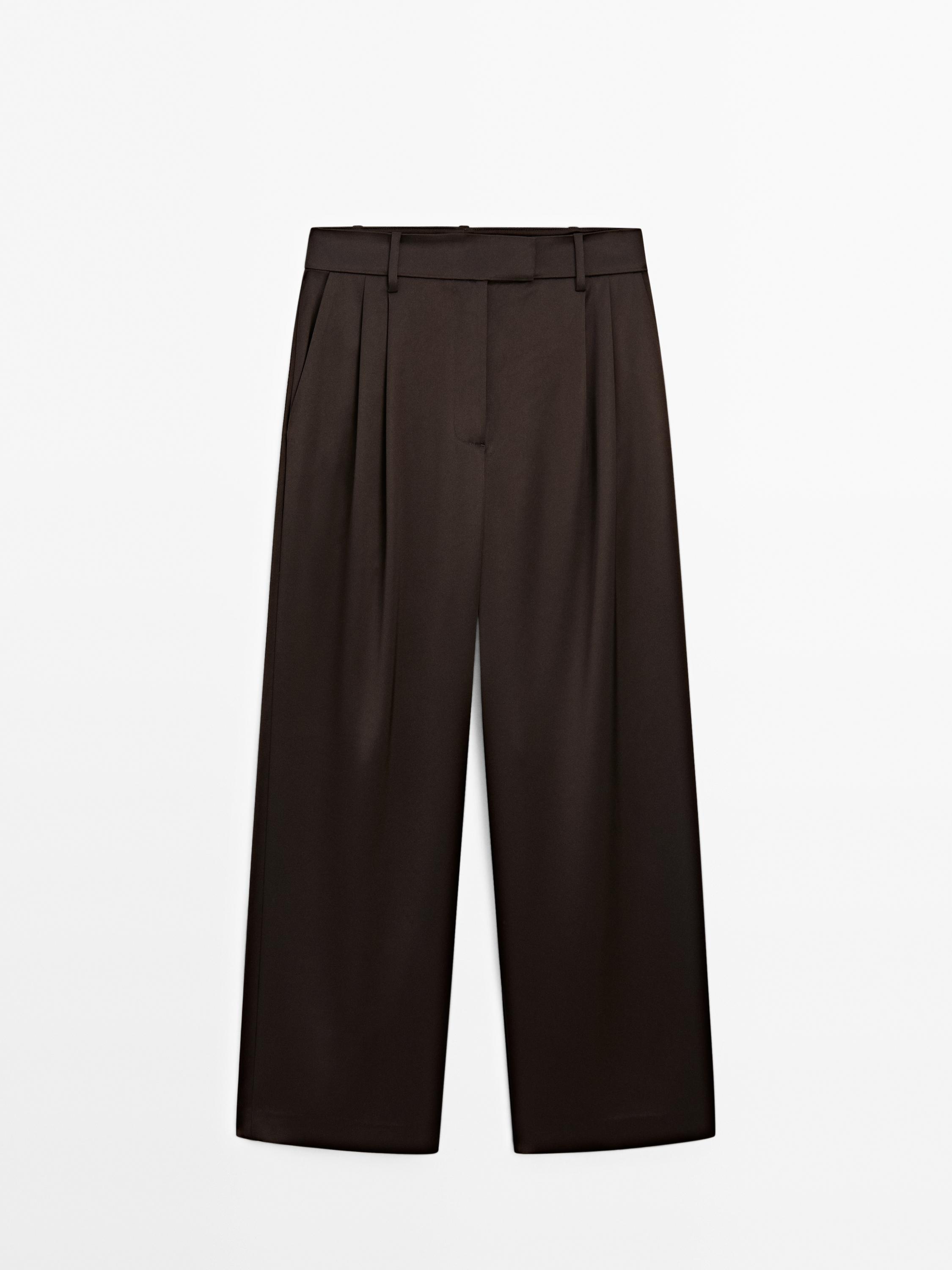 Flowing wide-leg satin trousers