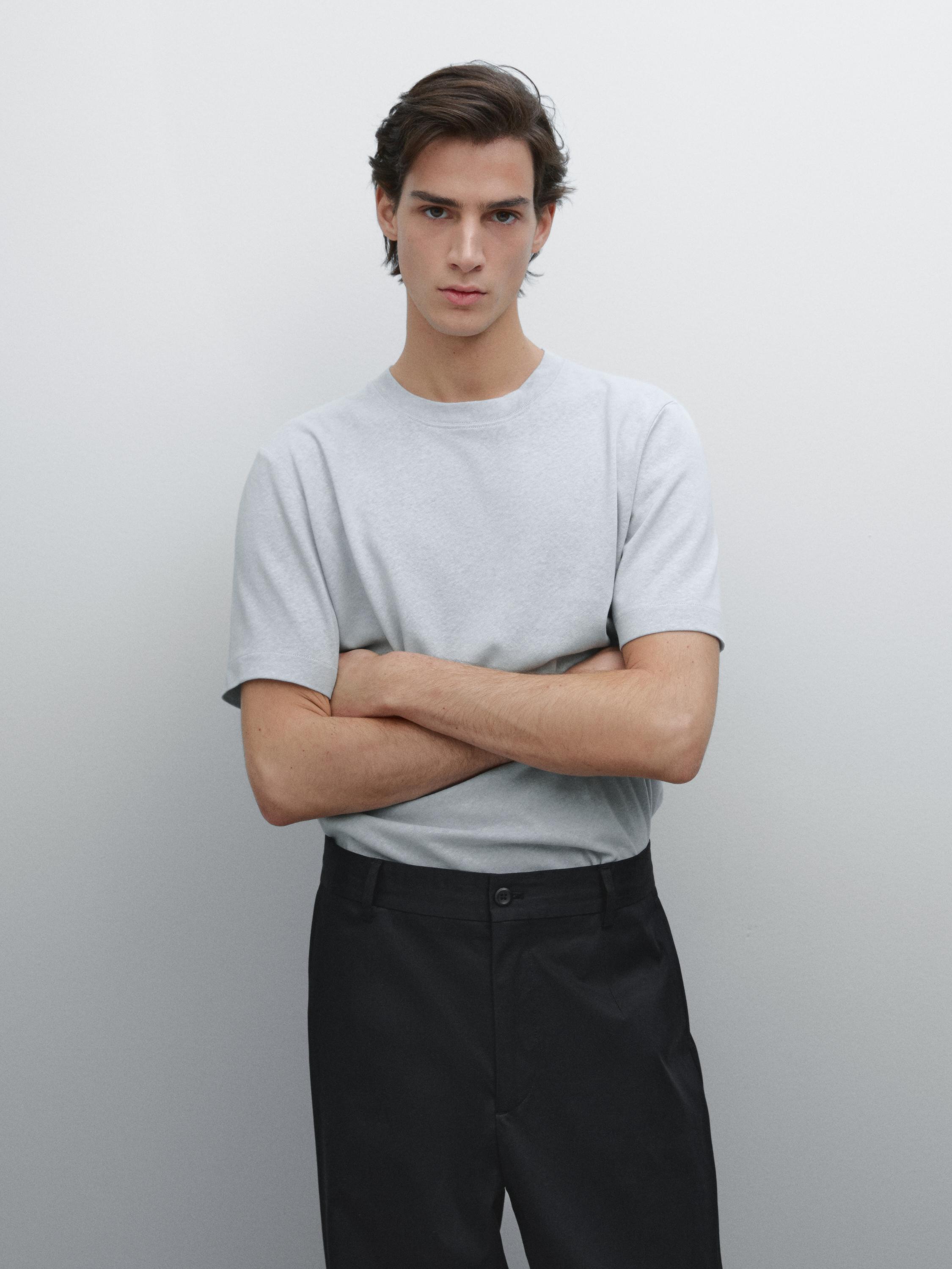 Short sleeve linen blend T-shirt