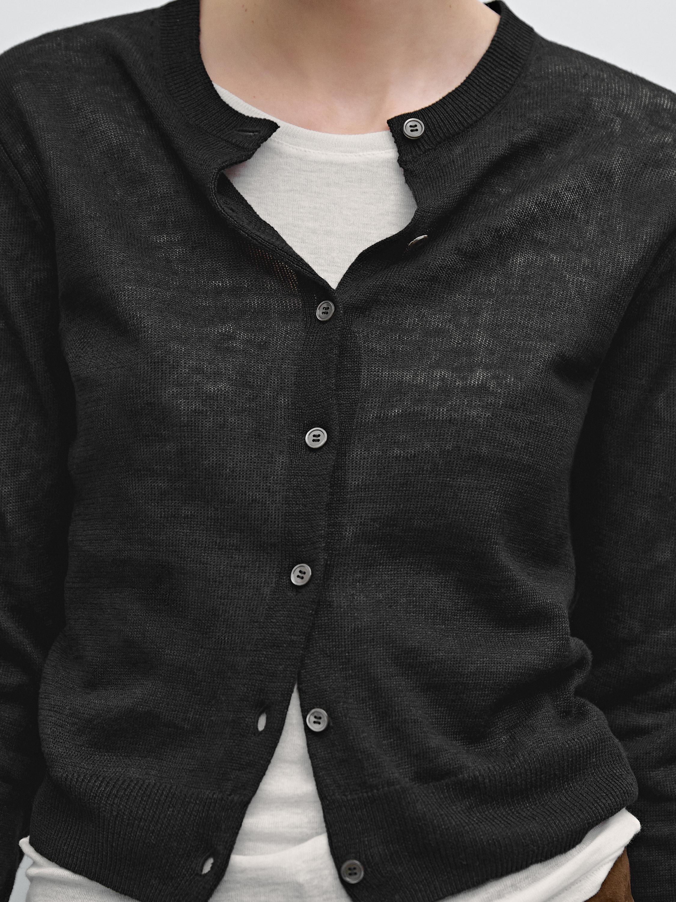 100% linen fine knit cardigan