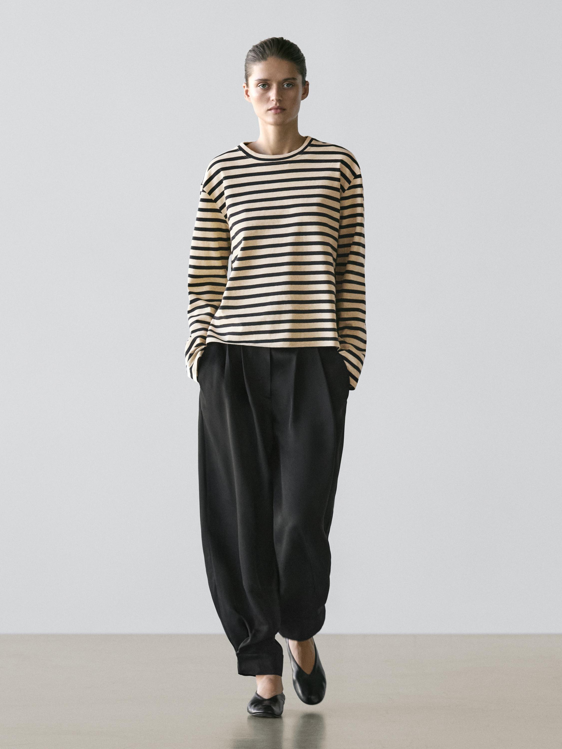 Sarouel trousers in flowing fabric — BLACK