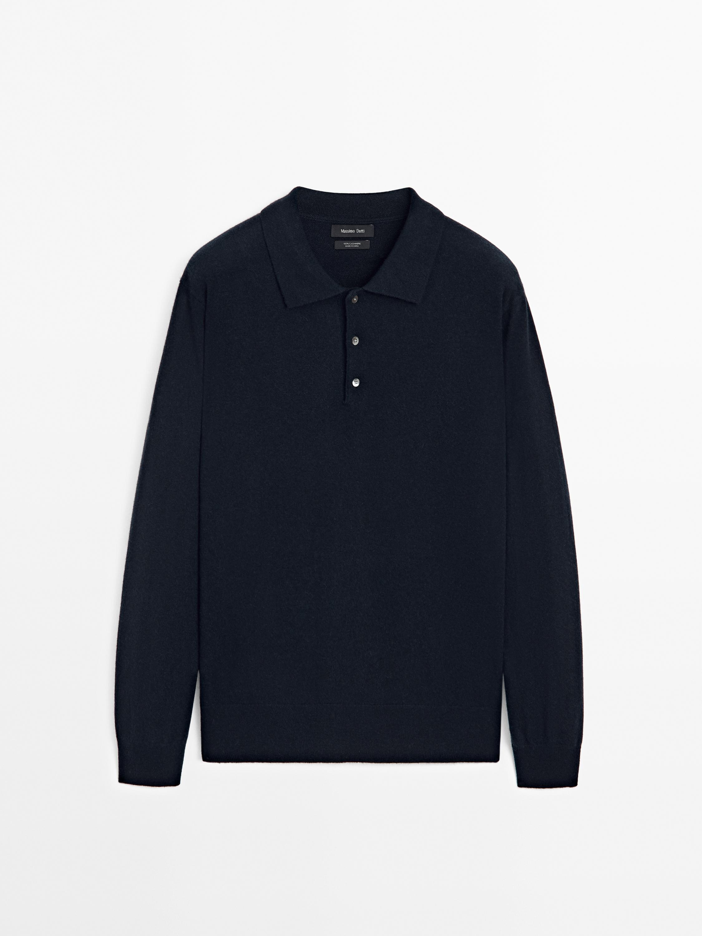 100% cashmere knit polo collar sweater