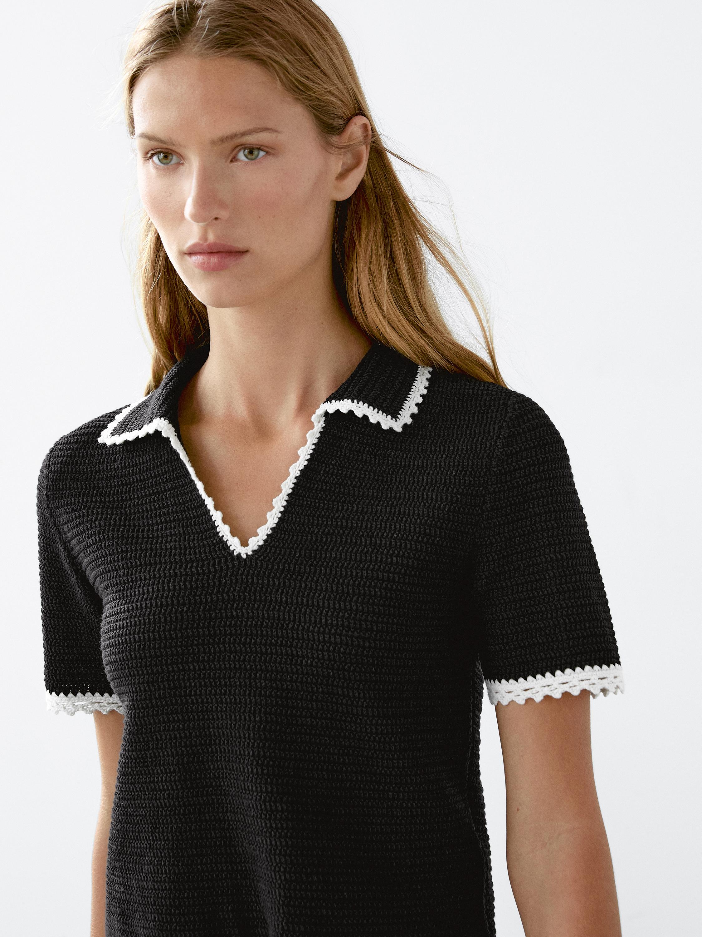 Tricot katoenen polo met korte mouw