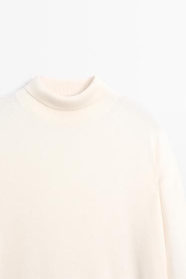 100% cashmere high neck knit sweater — CREAM 4