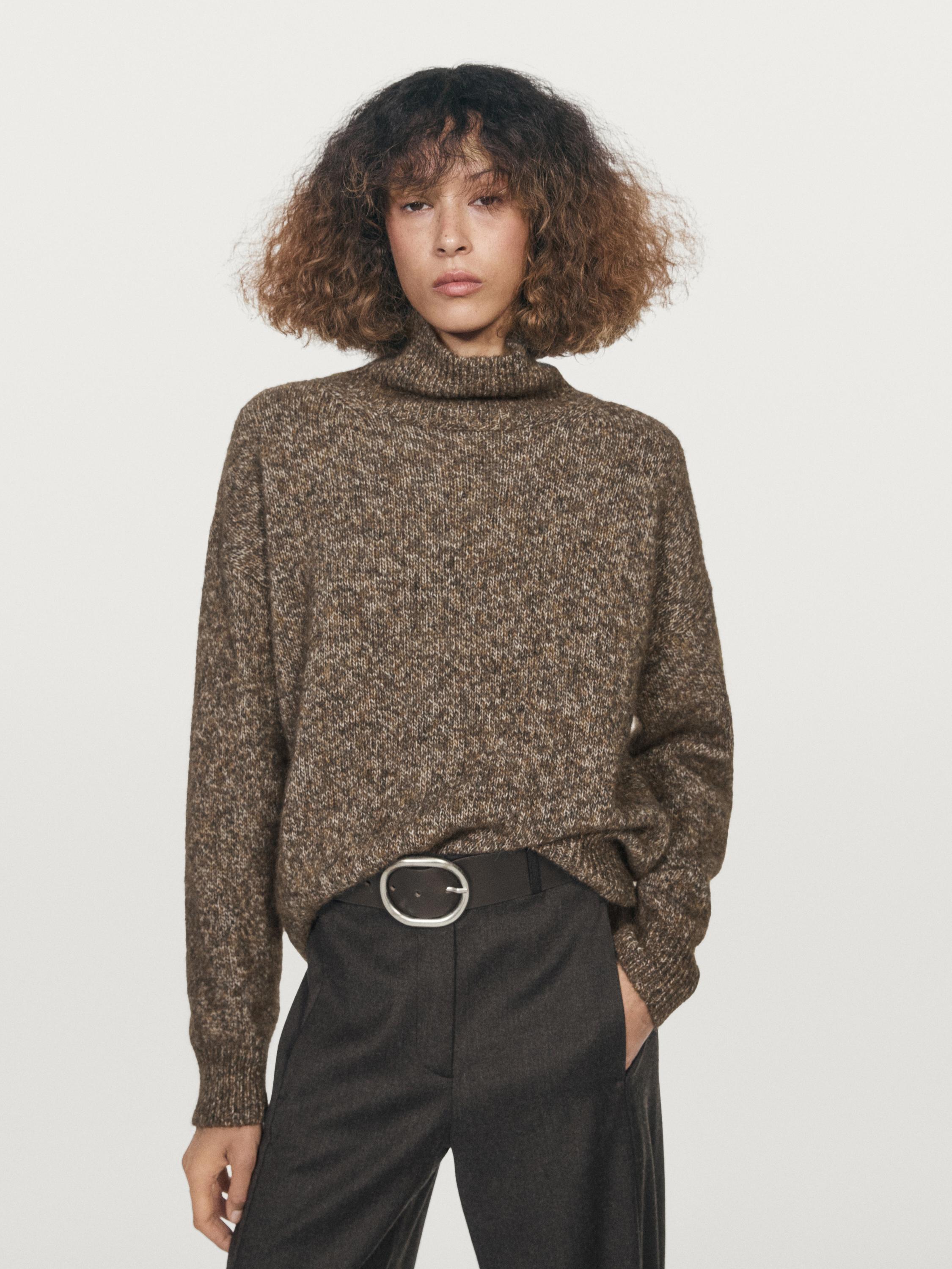 Jersey punto mouline cuello cisne con alpaca