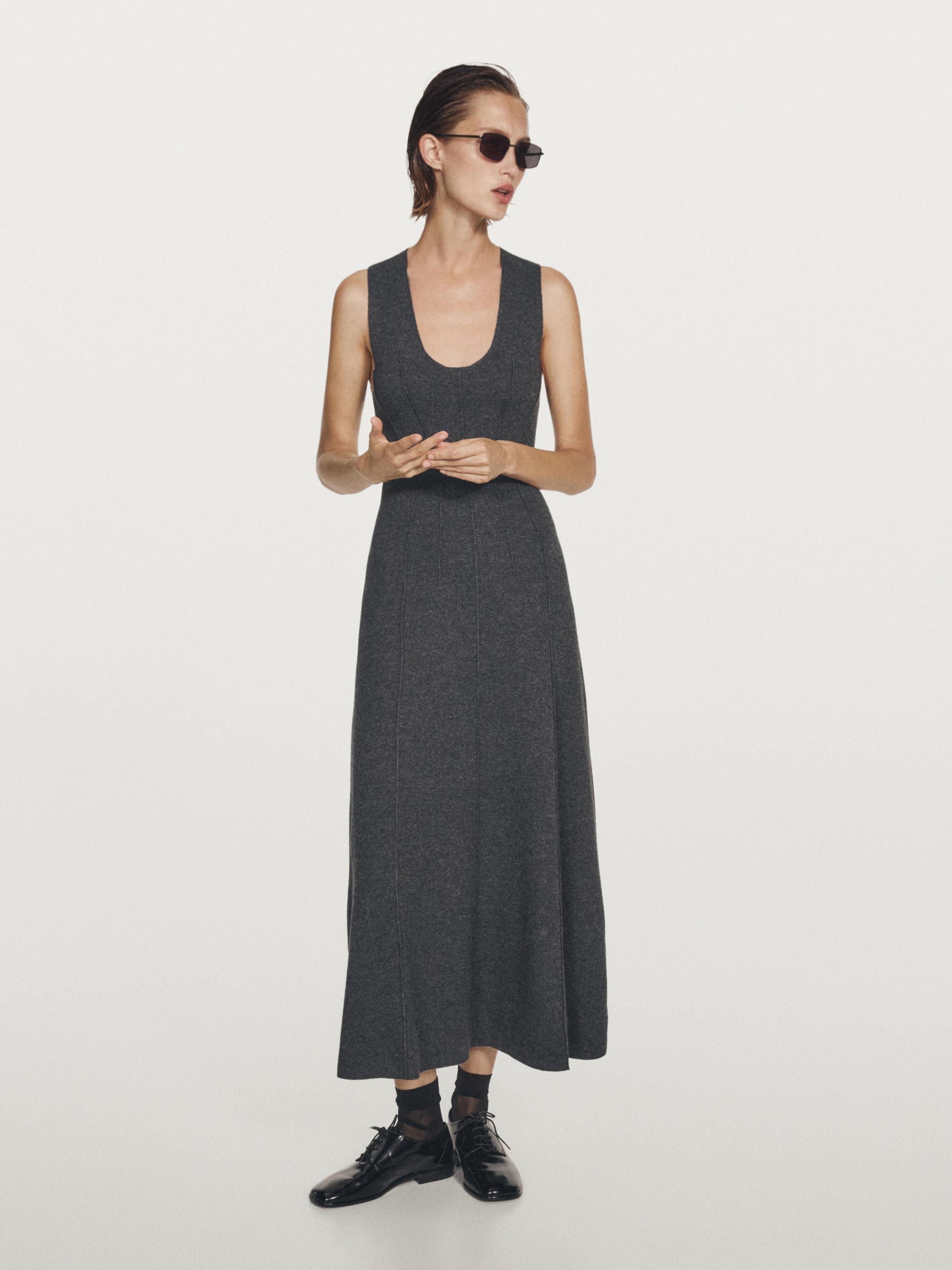 Long A-line knit dress